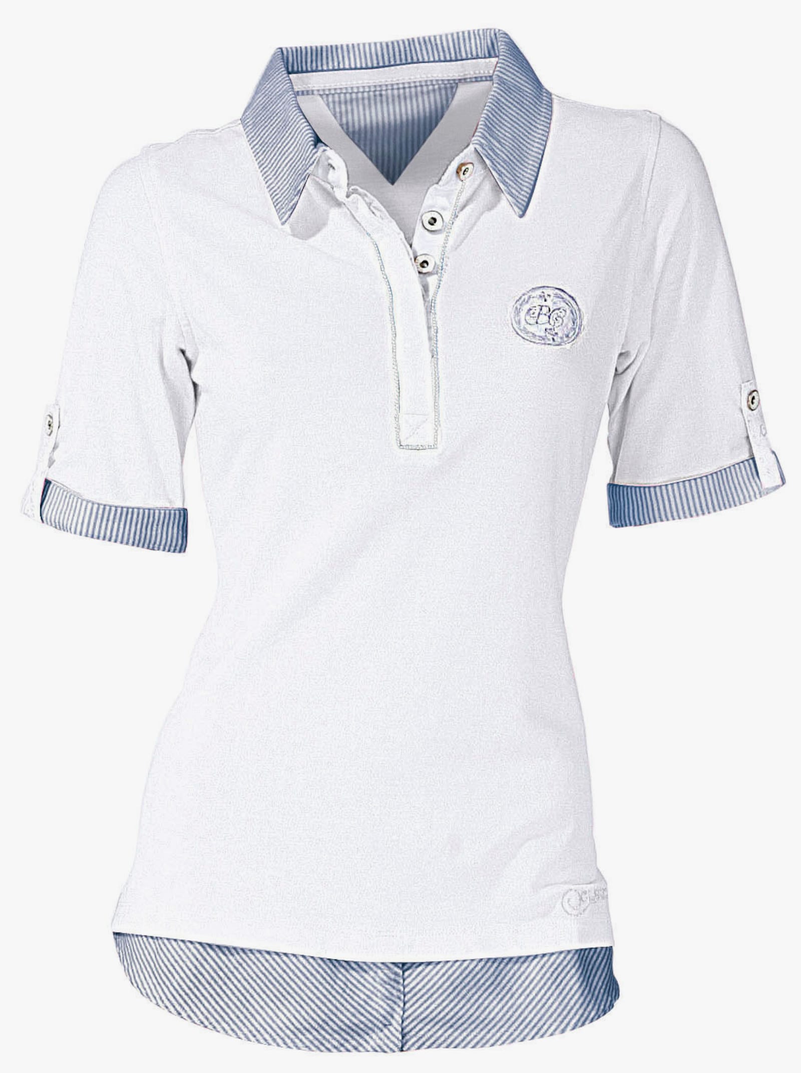 Poloshirt mit Stickerei und Emblem - weiss