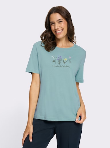 Rundhalsshirt mit platziertem Druck - mint-bedruckt