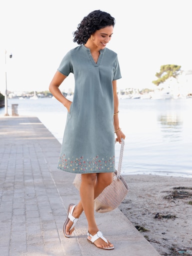 Jeanskleid mit Nahttaschen - blue-bleached
