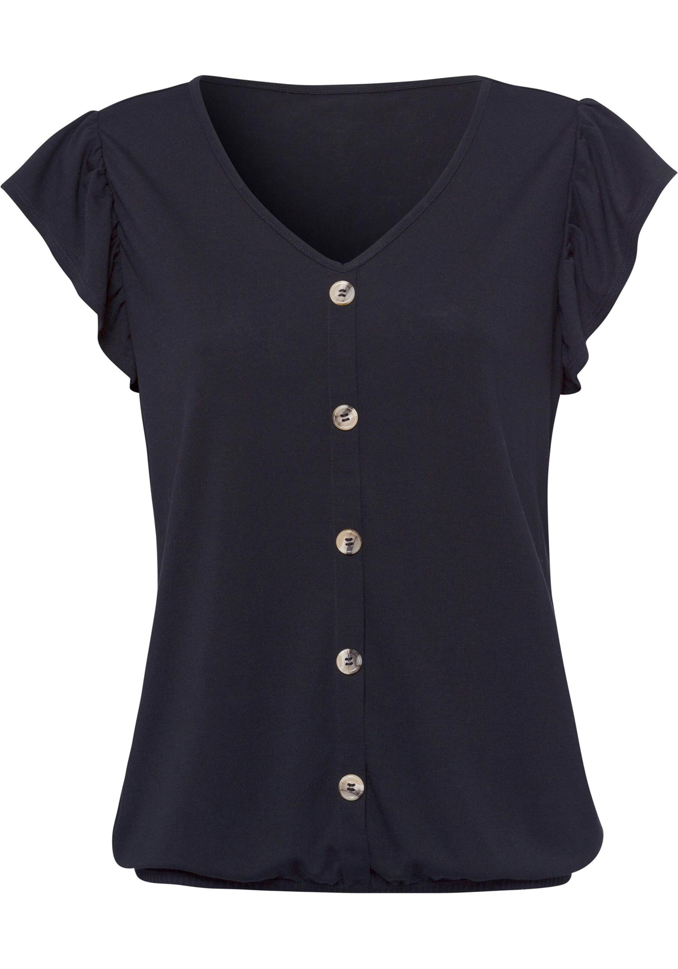 Damenmode Shirts LASCANA T-Shirt in 1x taupe + 1x schwarz 