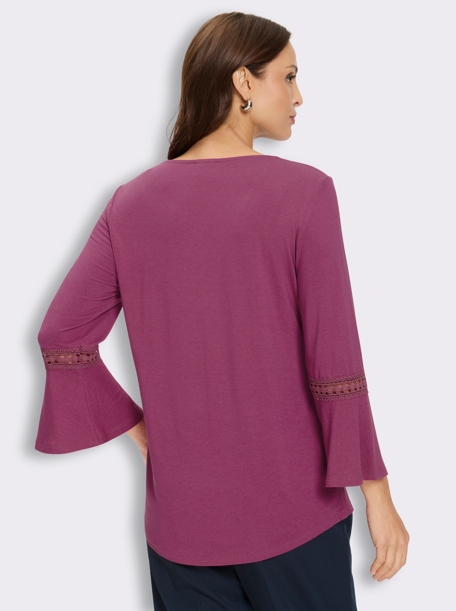 3/4-Arm-Shirt mit Stickerei und Spitze - erika