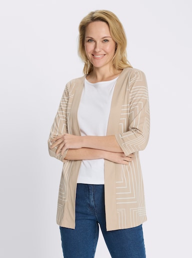 Shirtjacke in grafischem Dessin - beige-ecru-bedruckt