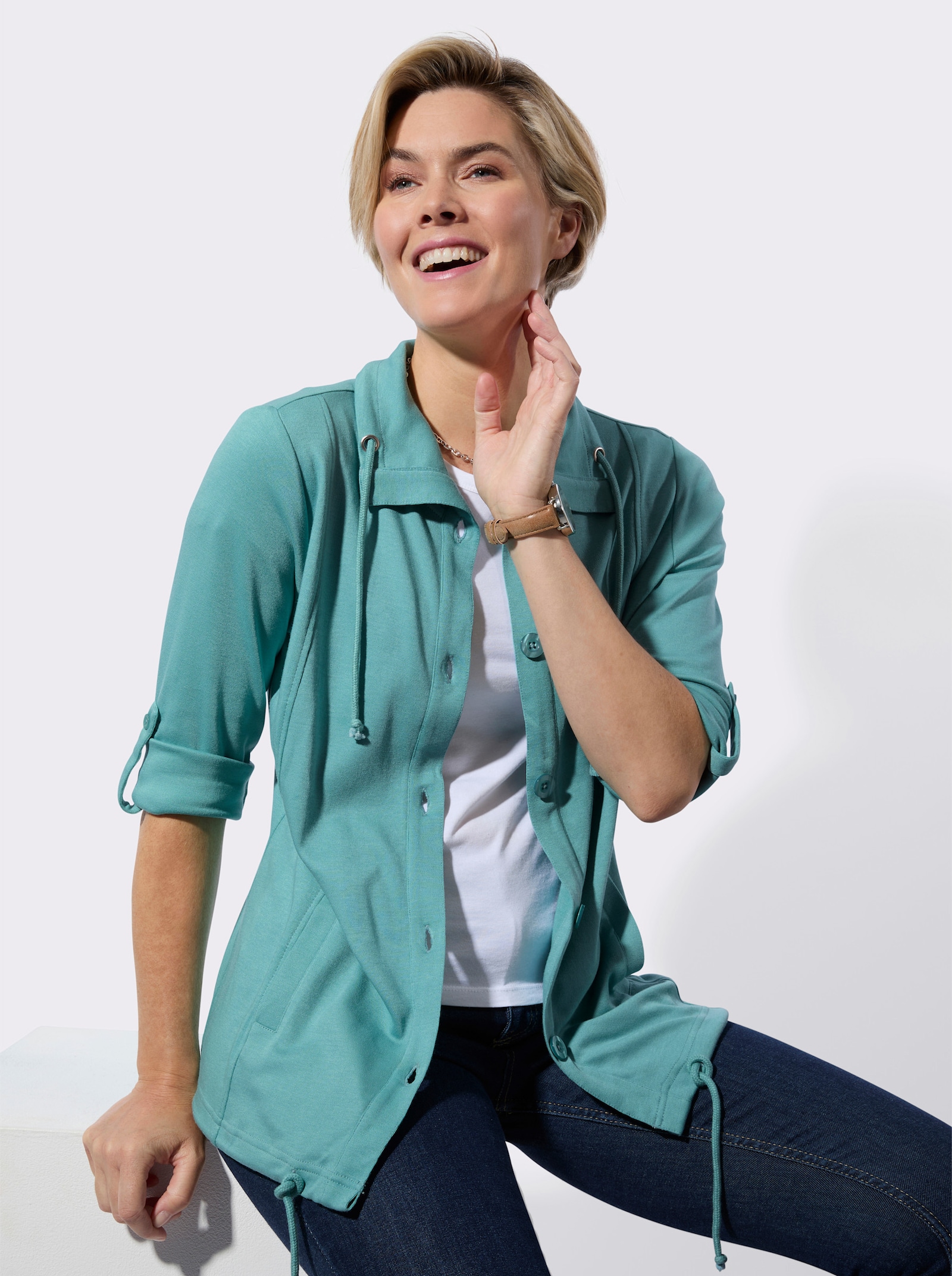  Shirtjacke mit Tunnelzug - ozean