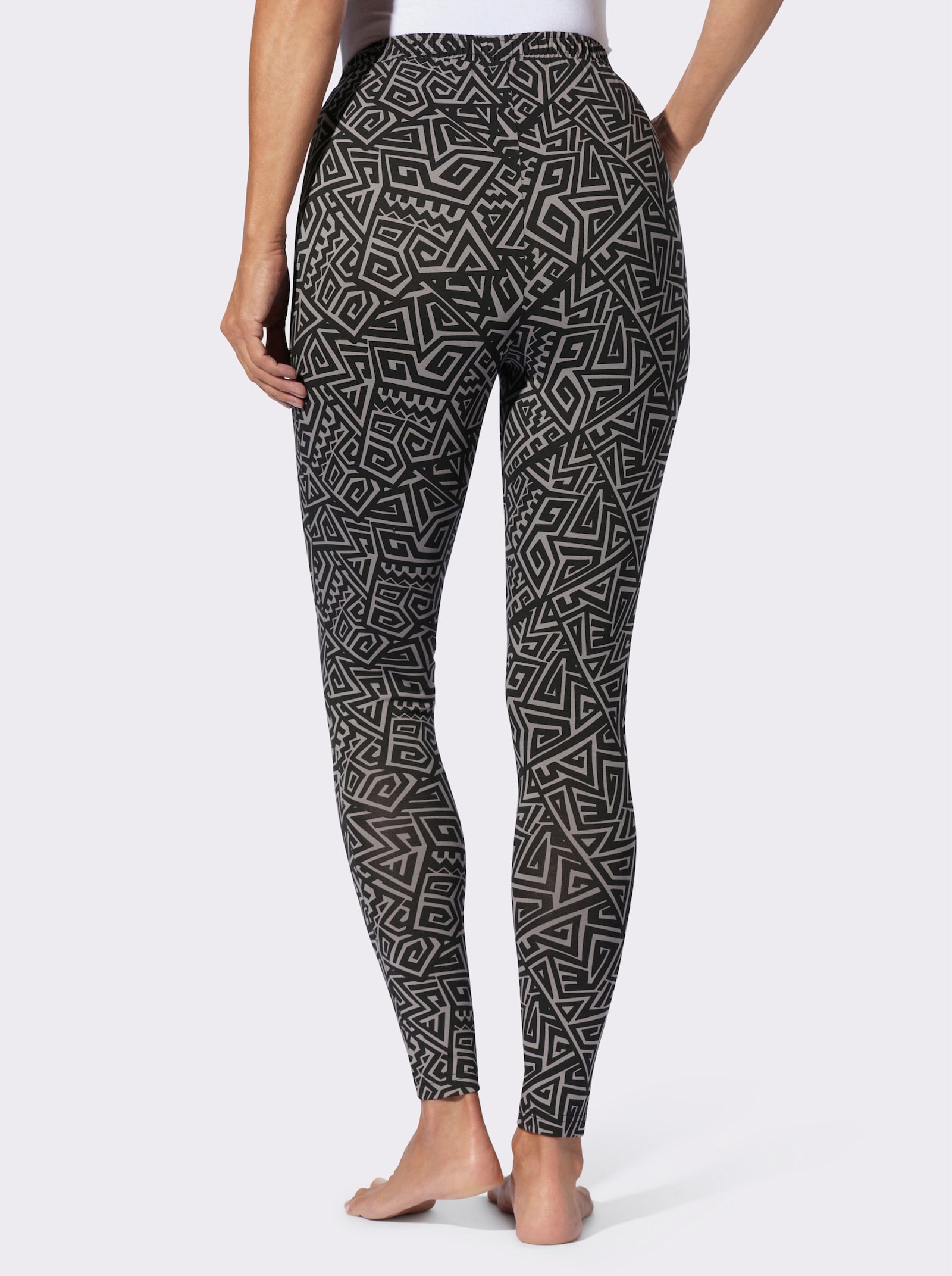 Leggings mit Ethno-Druck - schwarz-grau-bedruckt