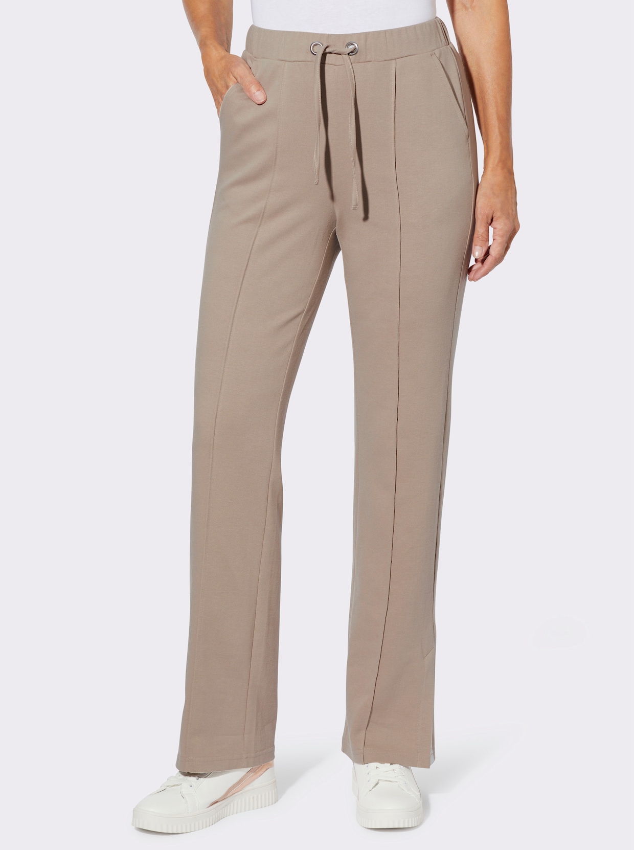 Jerseyhose mit abgesteppten BIesen - sesam