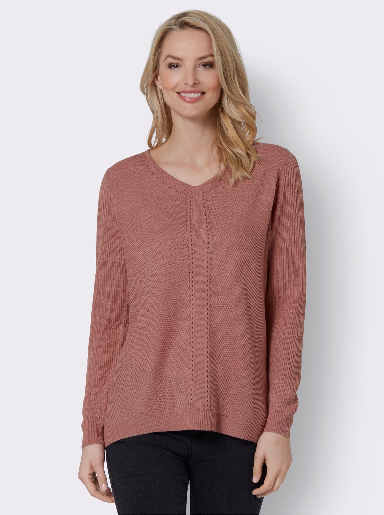 Langarm-Pullover - rosenholz