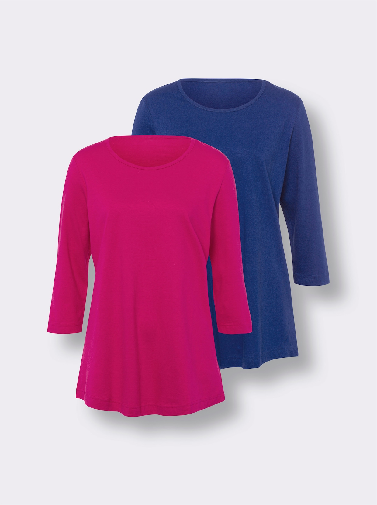 Longshirt - royalblau + pink