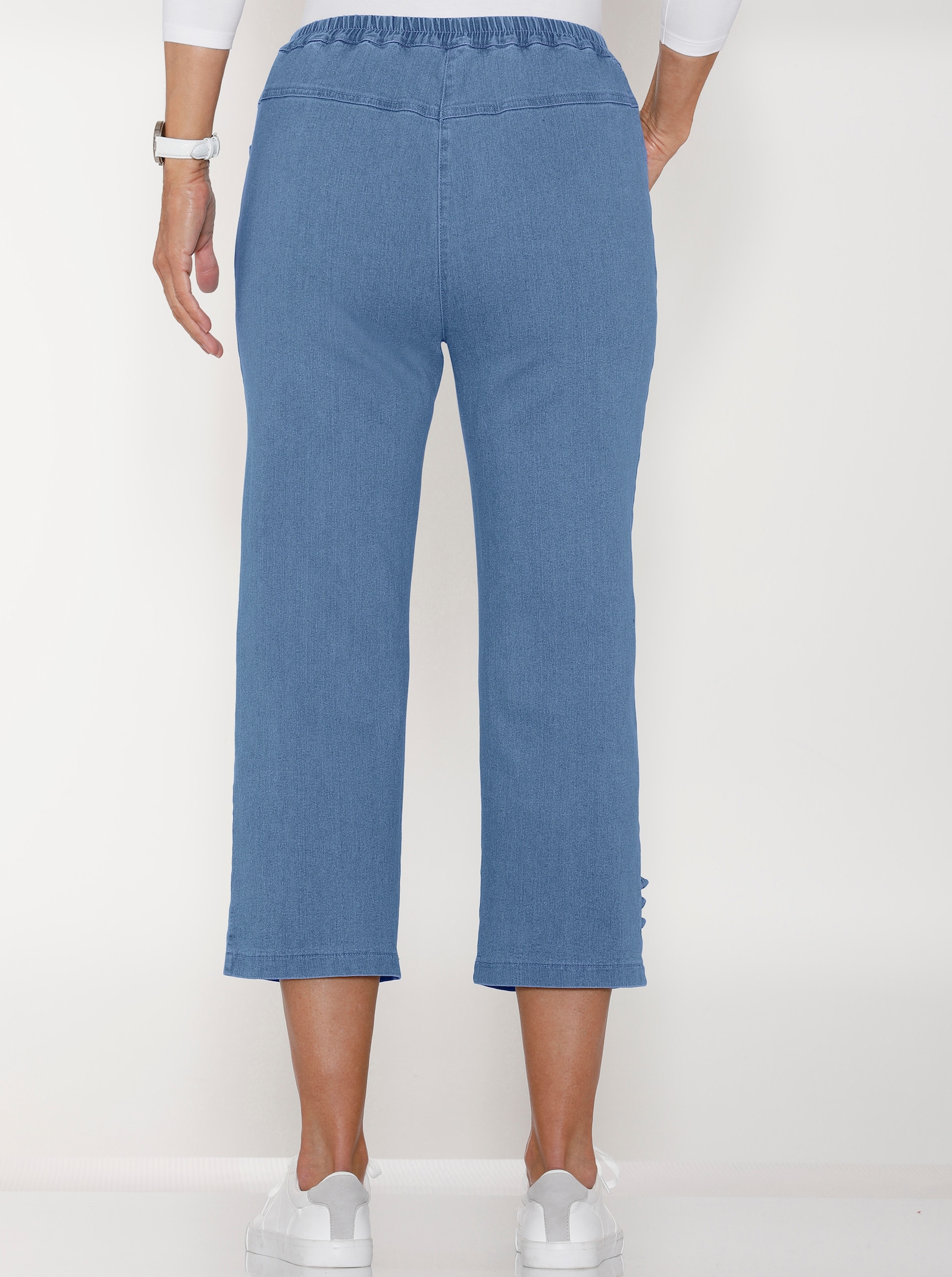 7/8-jeans met siertrensje aan de boord - blue-bleached