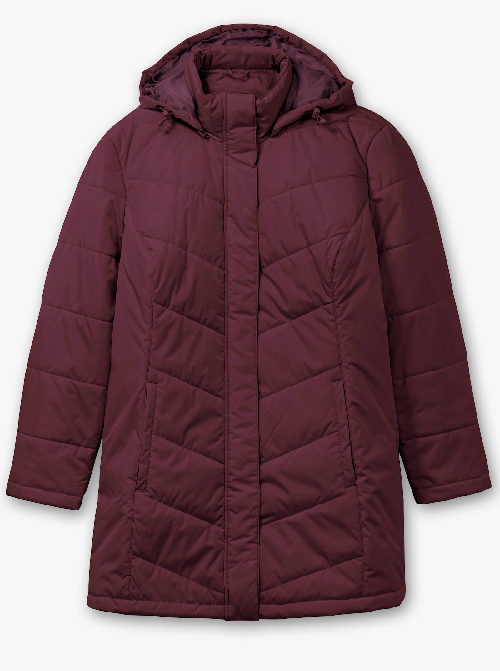 Longjacke mit abnehmbarer Kapuze - bordeaux