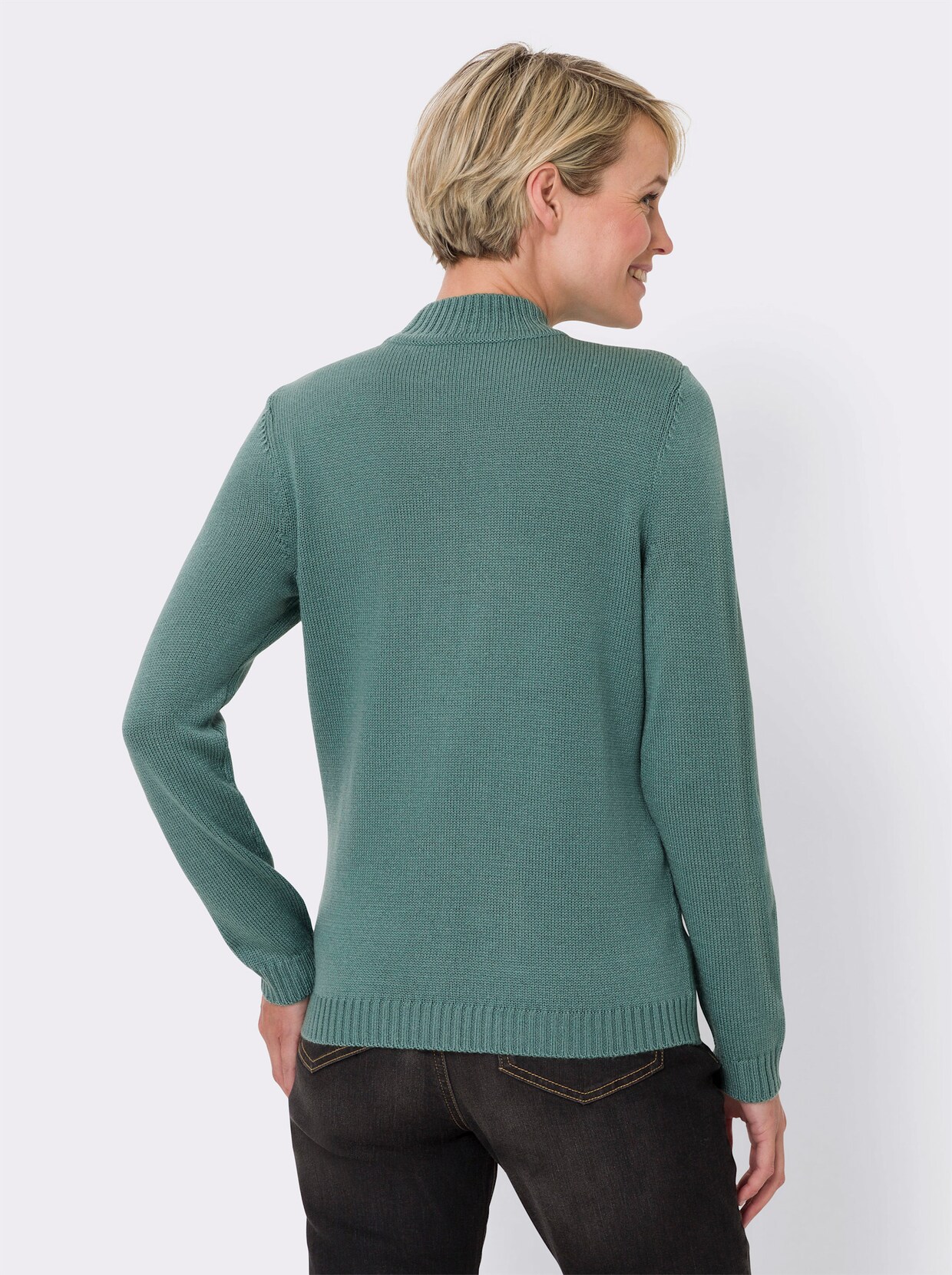 Stehkragenpullover - jade-ecru