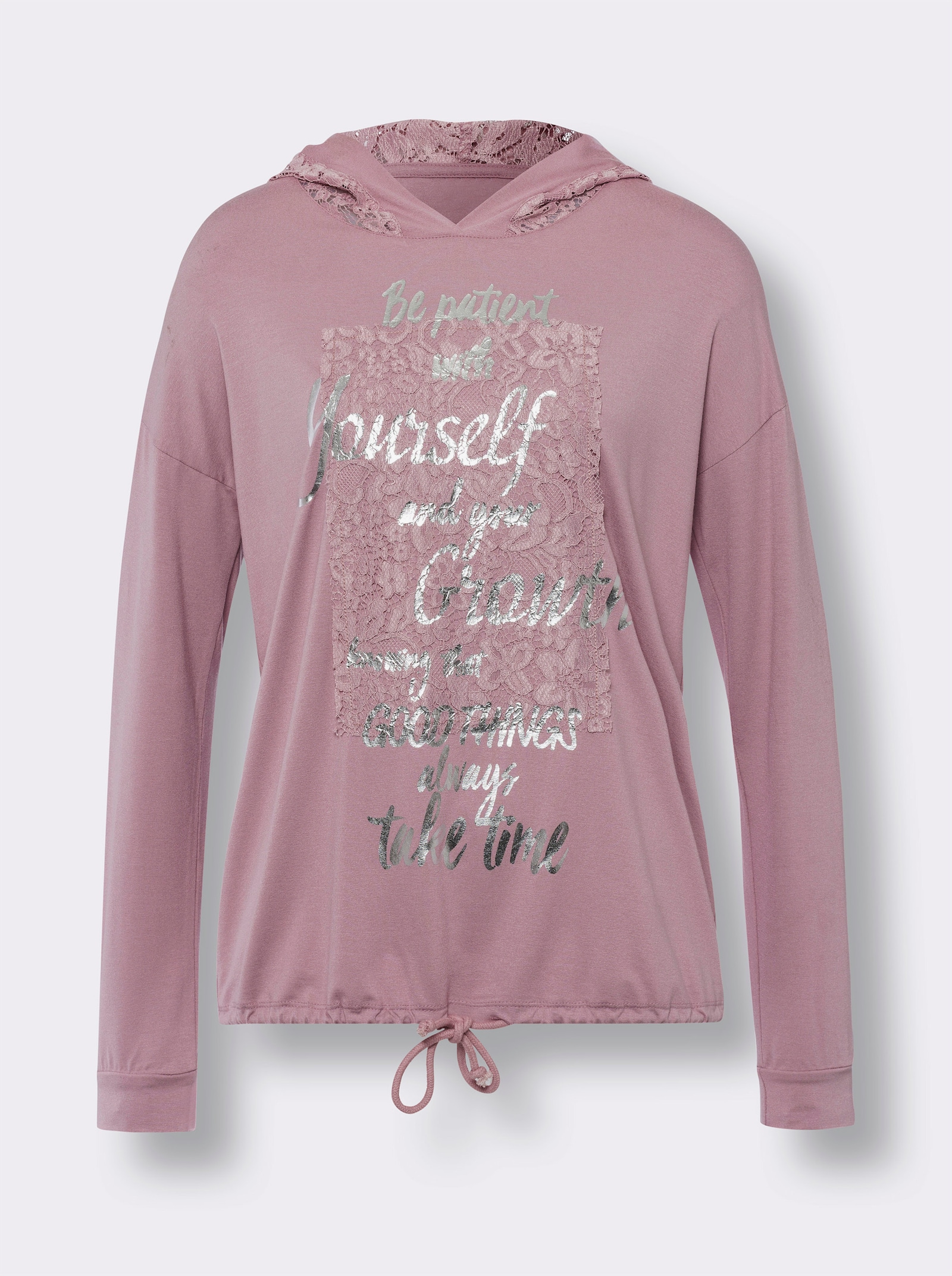 heine Shirt met capuchon en kant - mauve