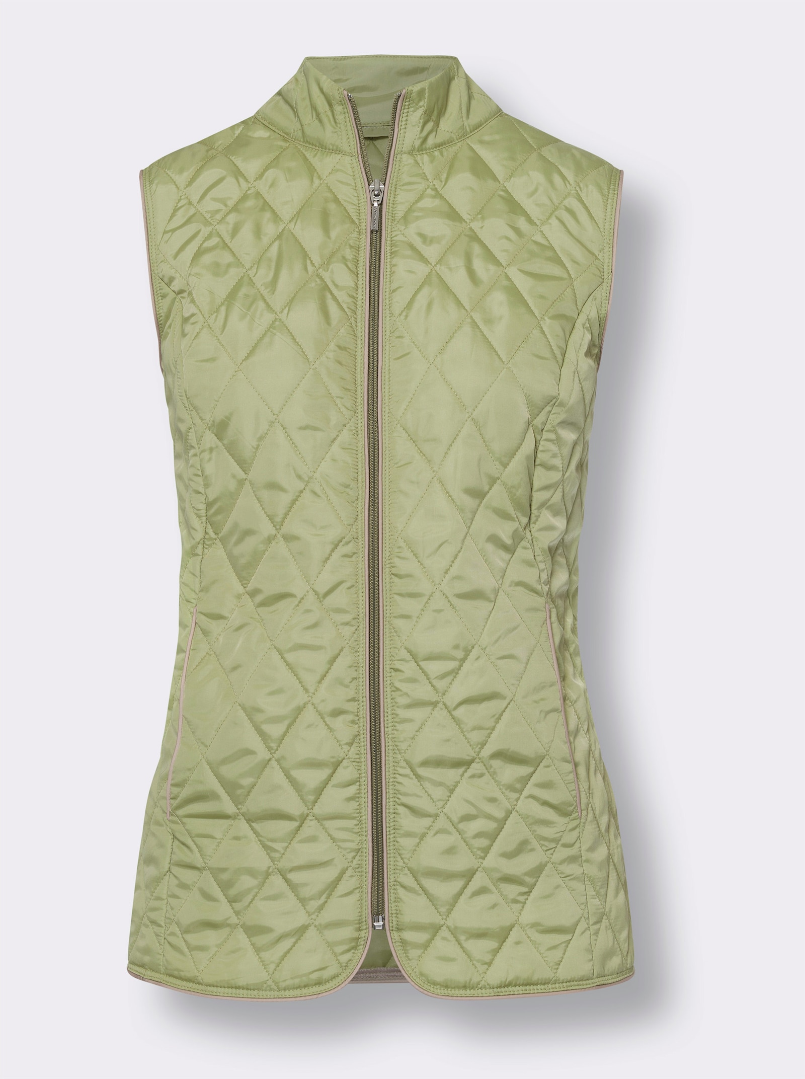 Bodywarmer met contrastpaspels - lindegroen