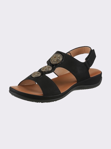 airsoft modern+ Sandalette mit goldfarbenen Details - schwarz