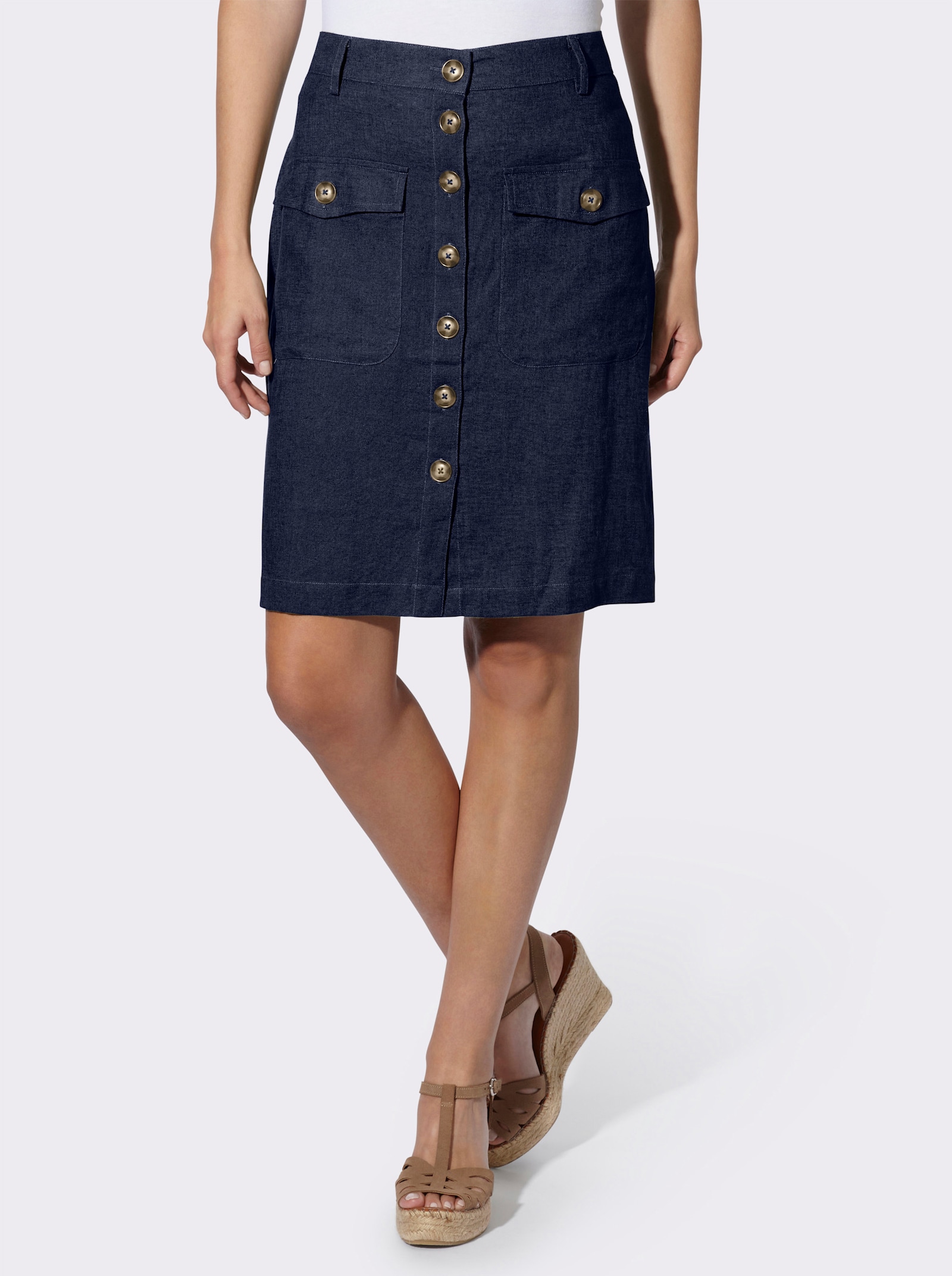 heine Zomerrok met knoopsluiting - marine
