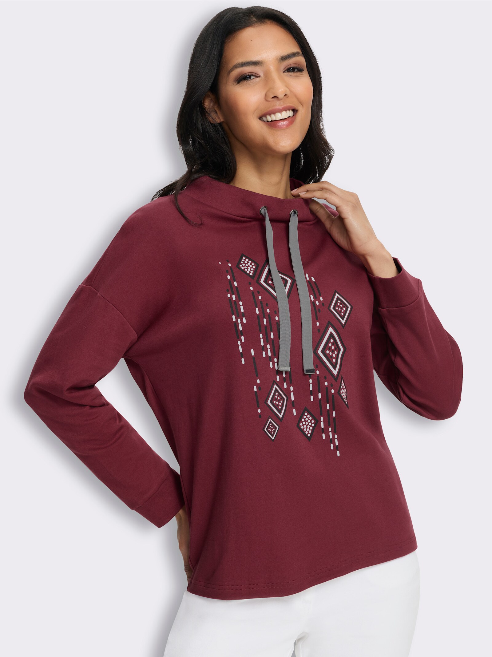 Stehkragenshirt in Interlock-Qualität - bordeaux-schwarz