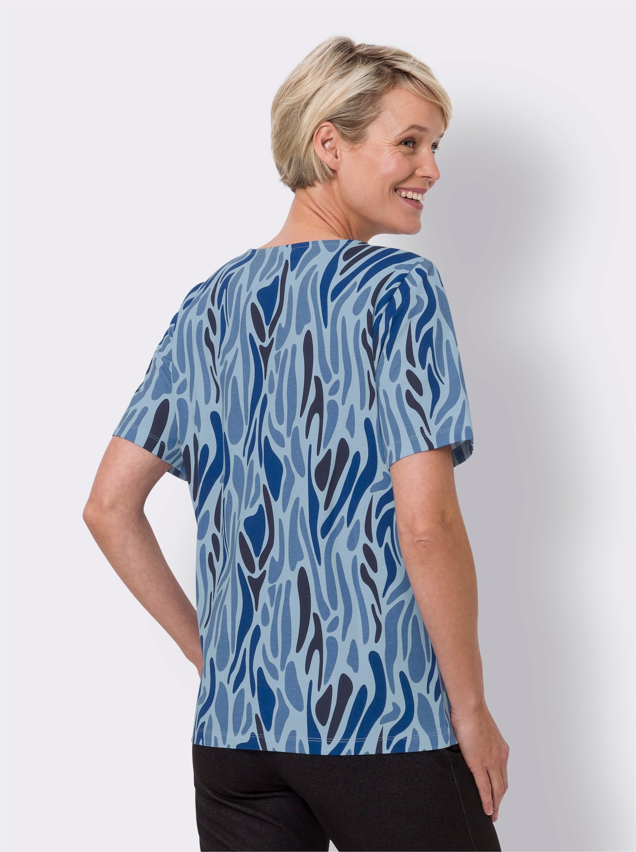 Shirt met korte mouwen - lichtblauw/koningsblauw bedrukt