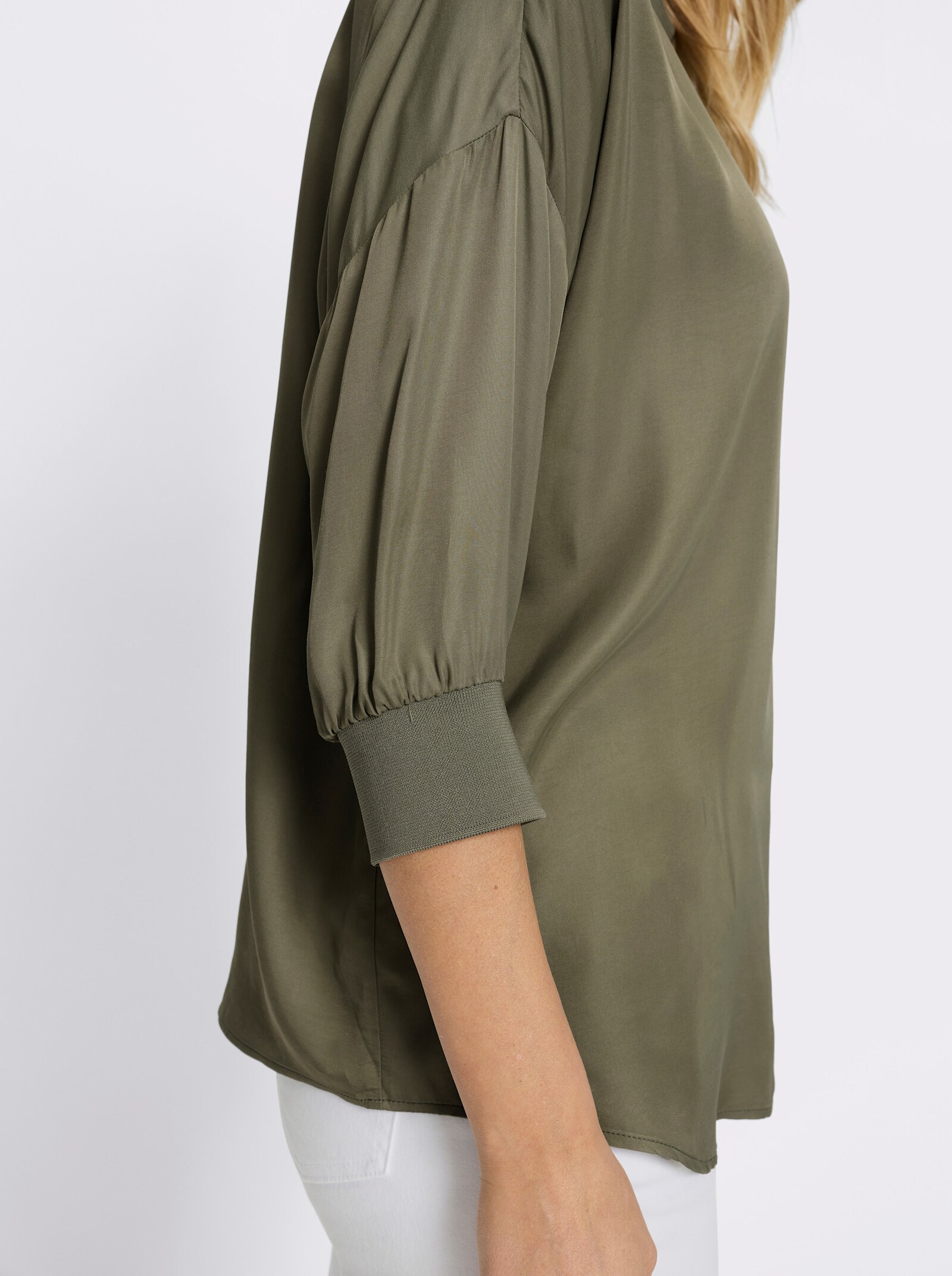 heine Satinbluse mit 3/4-Arm - khaki
