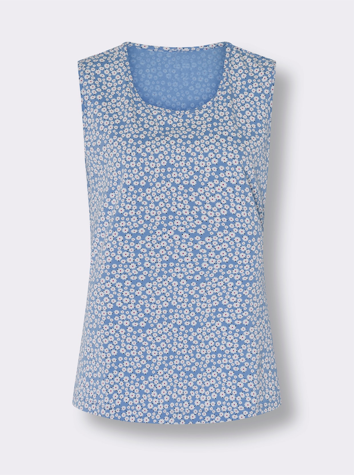 Shirttops - himmelblau + himmelblau-weiss-bedruckt
