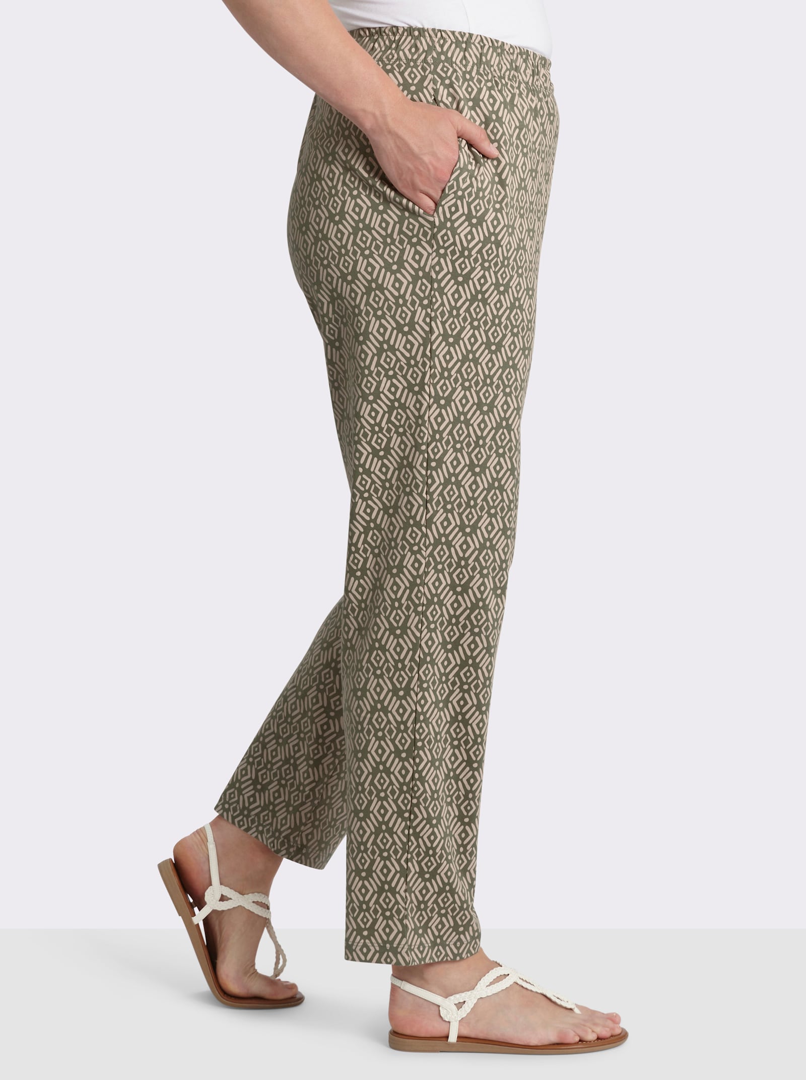 Freizeithose - khaki + khaki-bedruckt