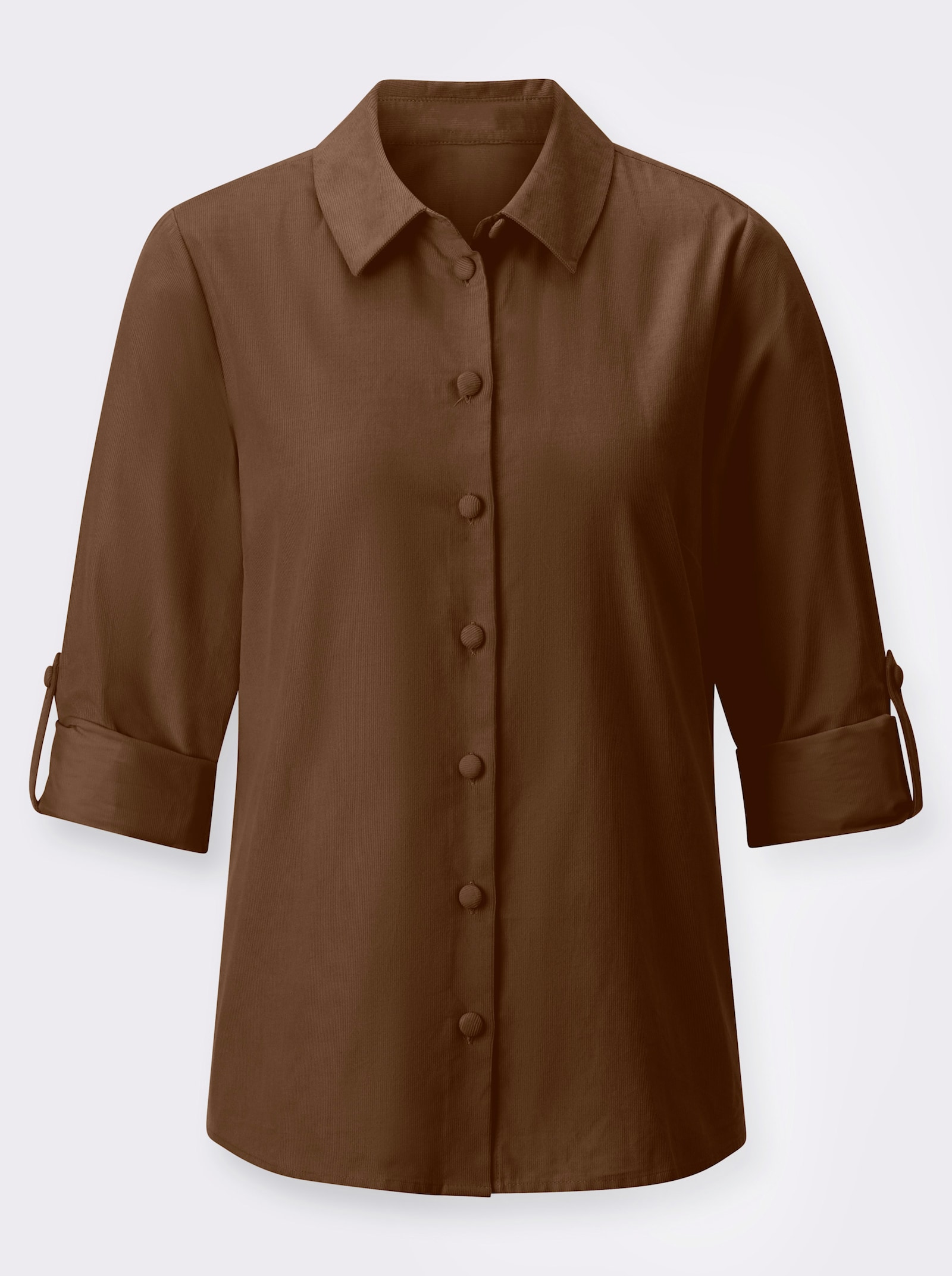 Overhemdblouse van ribcord - bruin