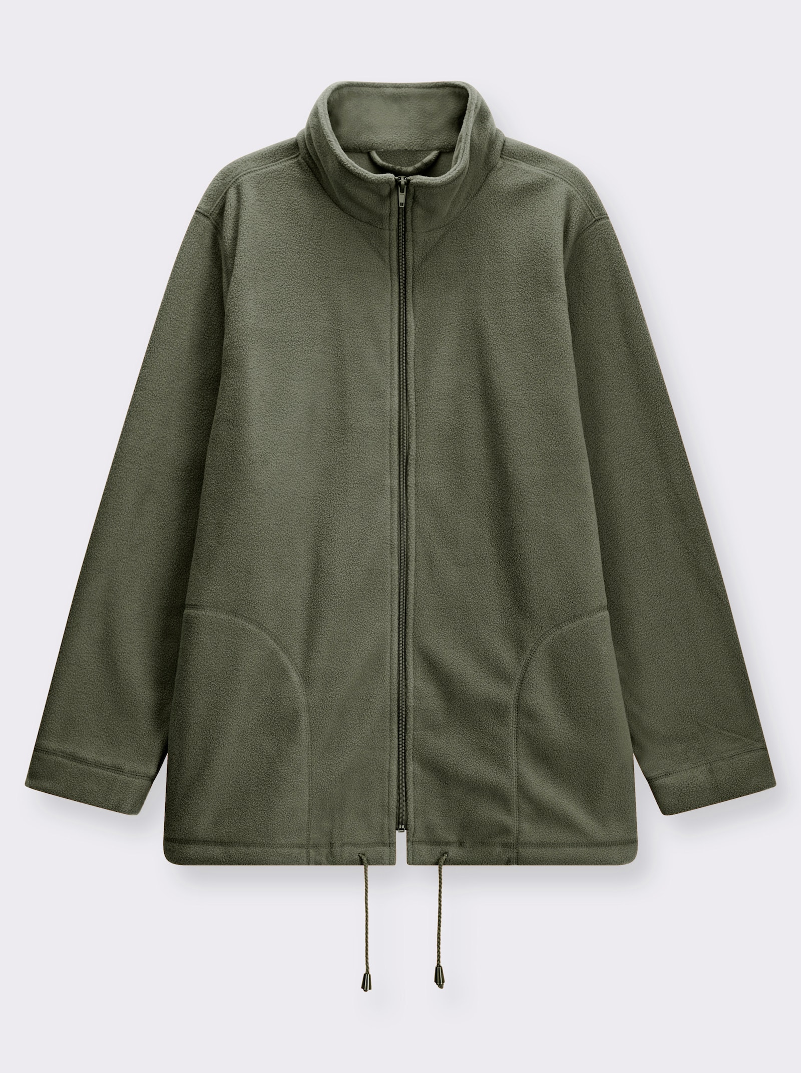 Fleecejacke Kordeldurchzug am Saum - grün