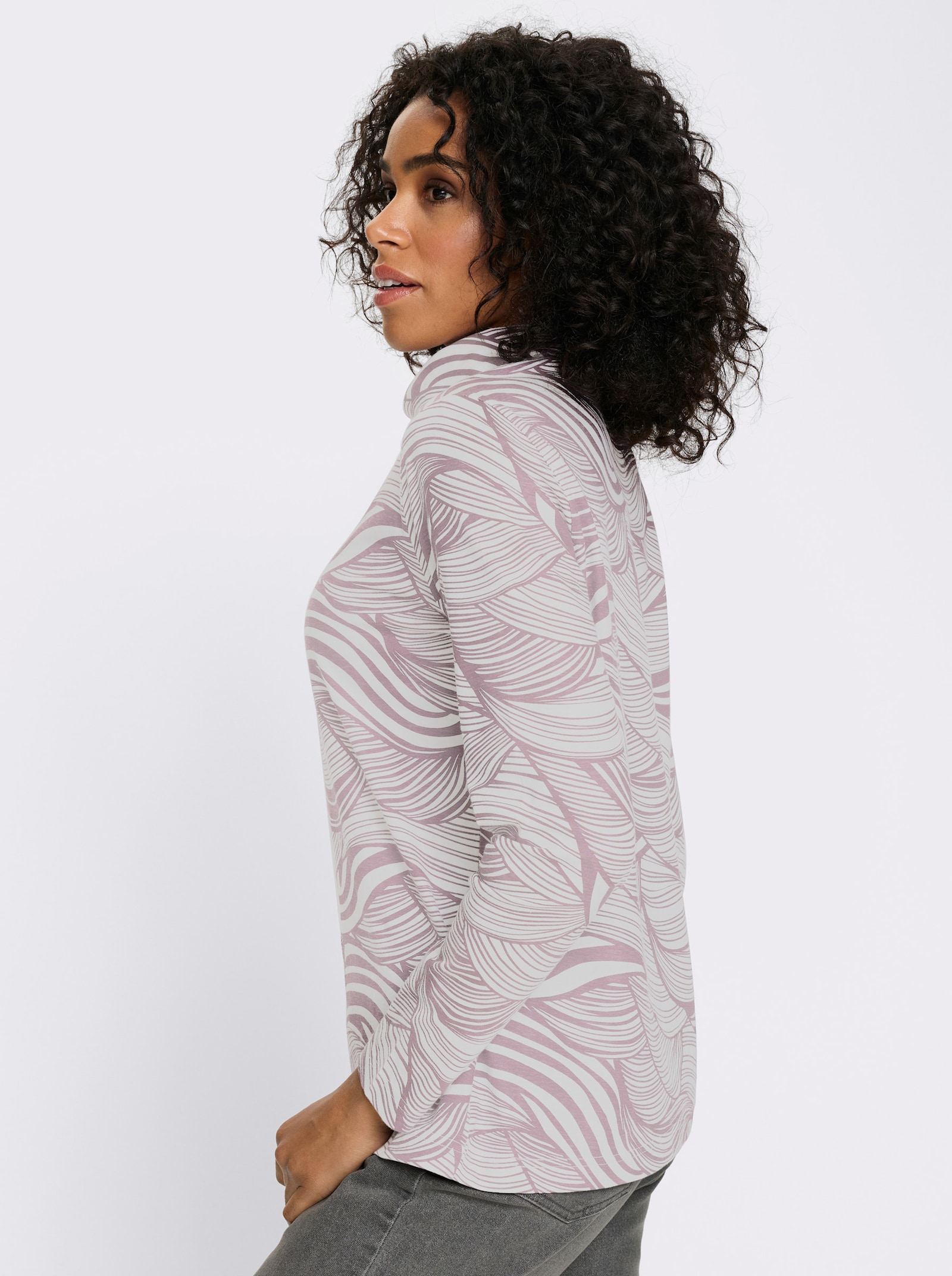 Colshirt van puur katoen - mauve/ecru bedrukt