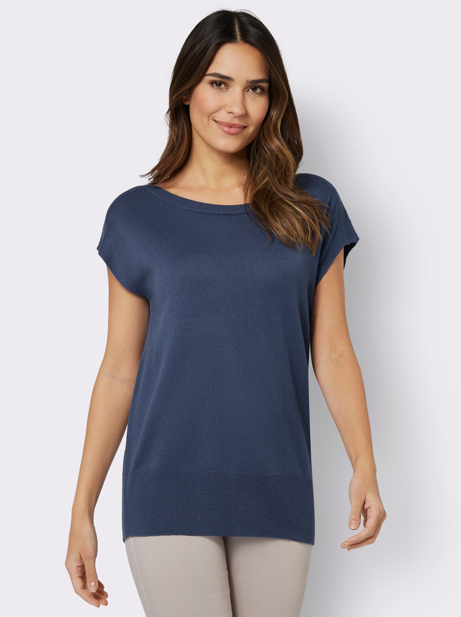 Pullunder mit U-Boot-Ausschnitt - jeansblau