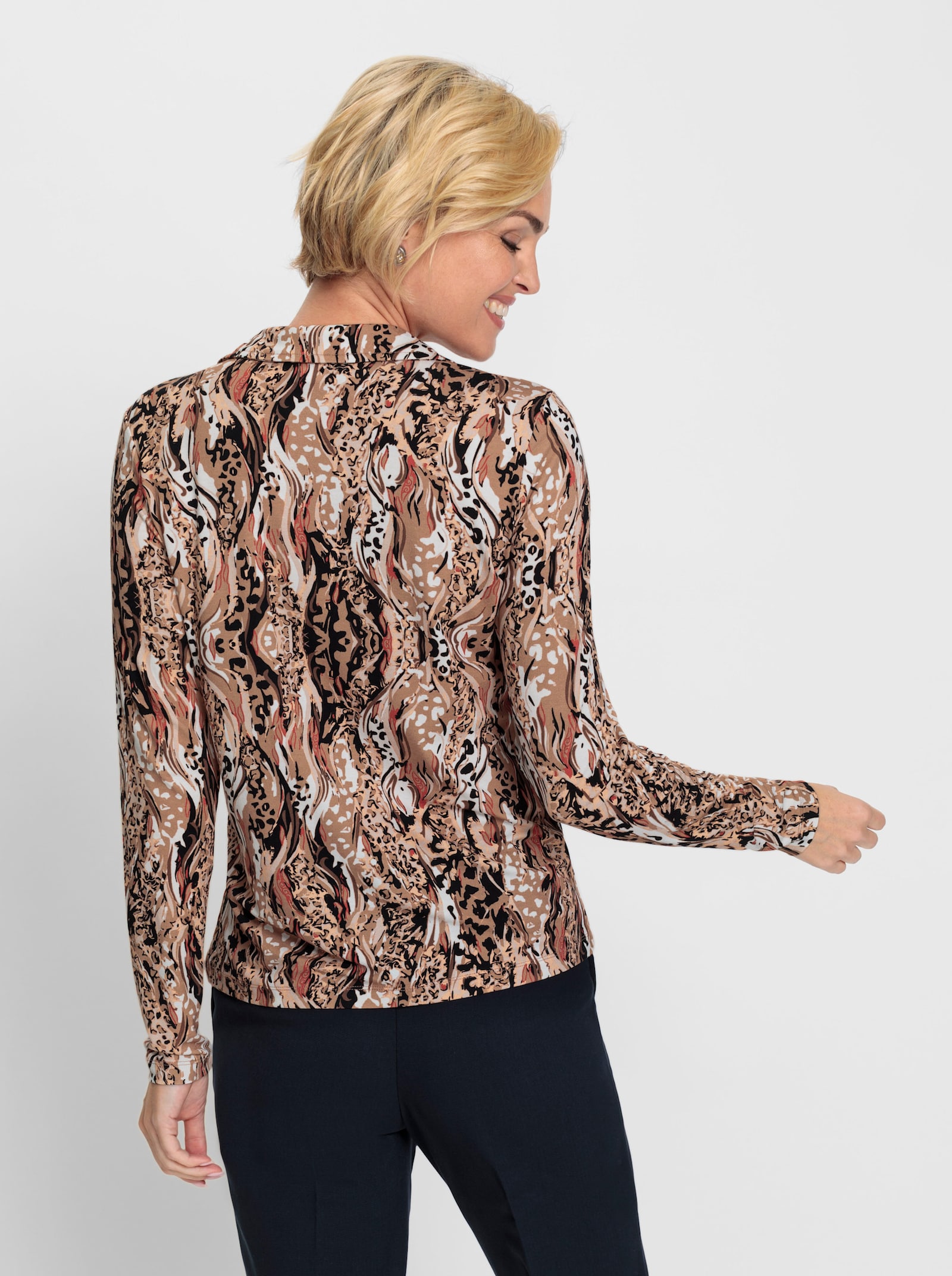 Poloshirt im Animal-Dessin - camel-terra-bedruckt