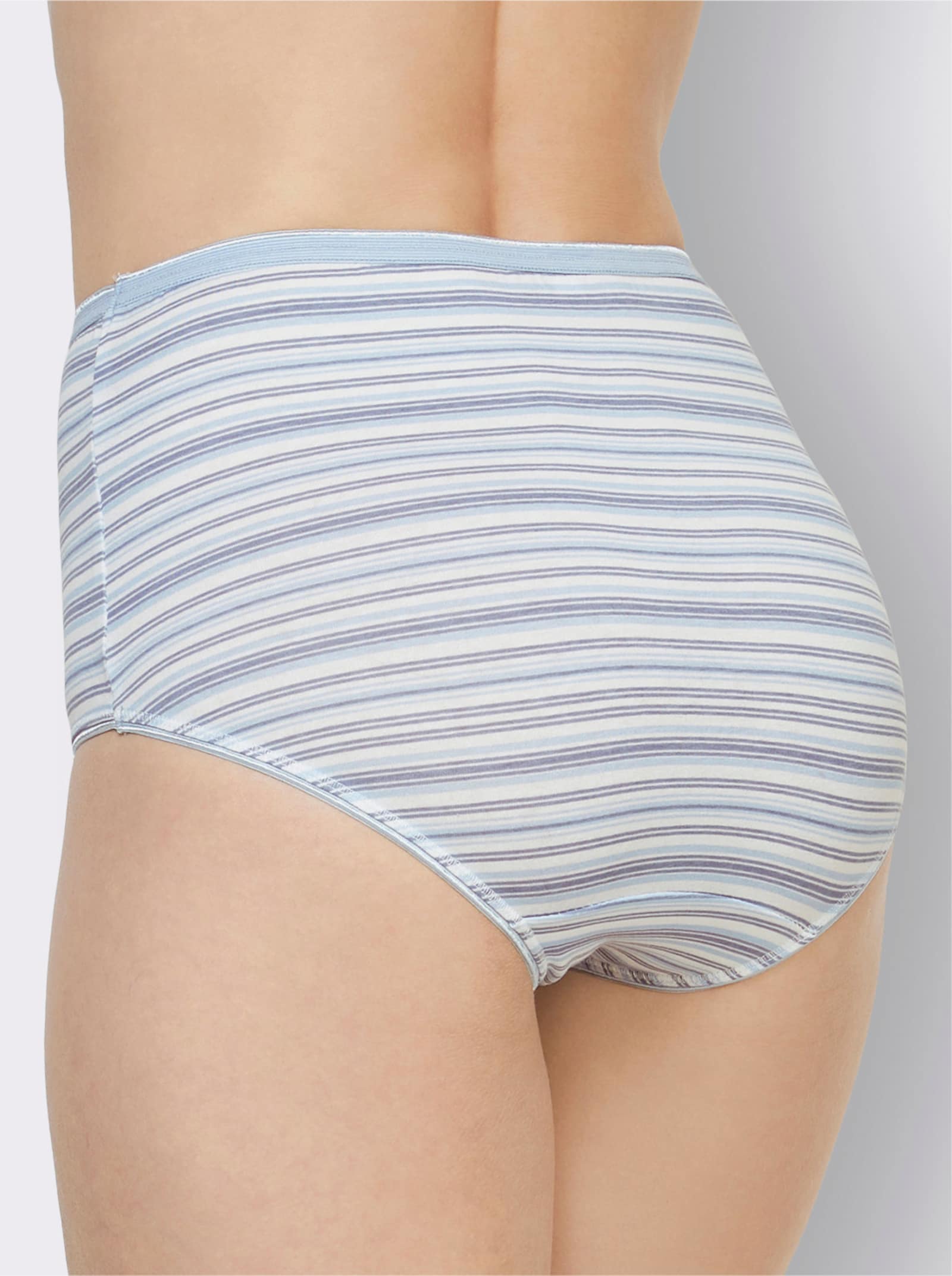 wäschepur Taillenslip mit kontrastfarbigen Abschlüssen - 2x rosenquarz-gestreift + 2x eisblau-gestreift