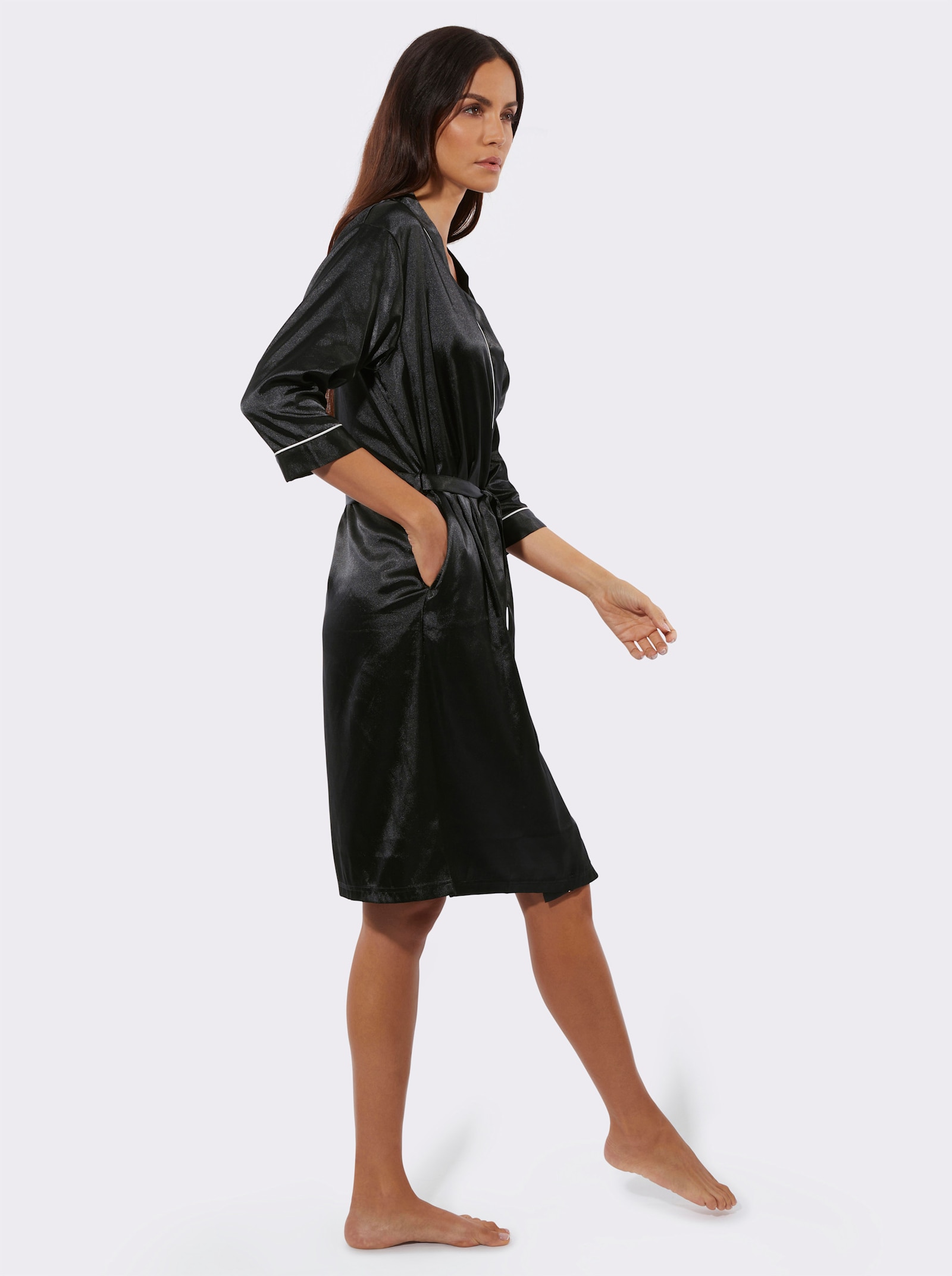 wäschepur Robe de chambre - noir-écru