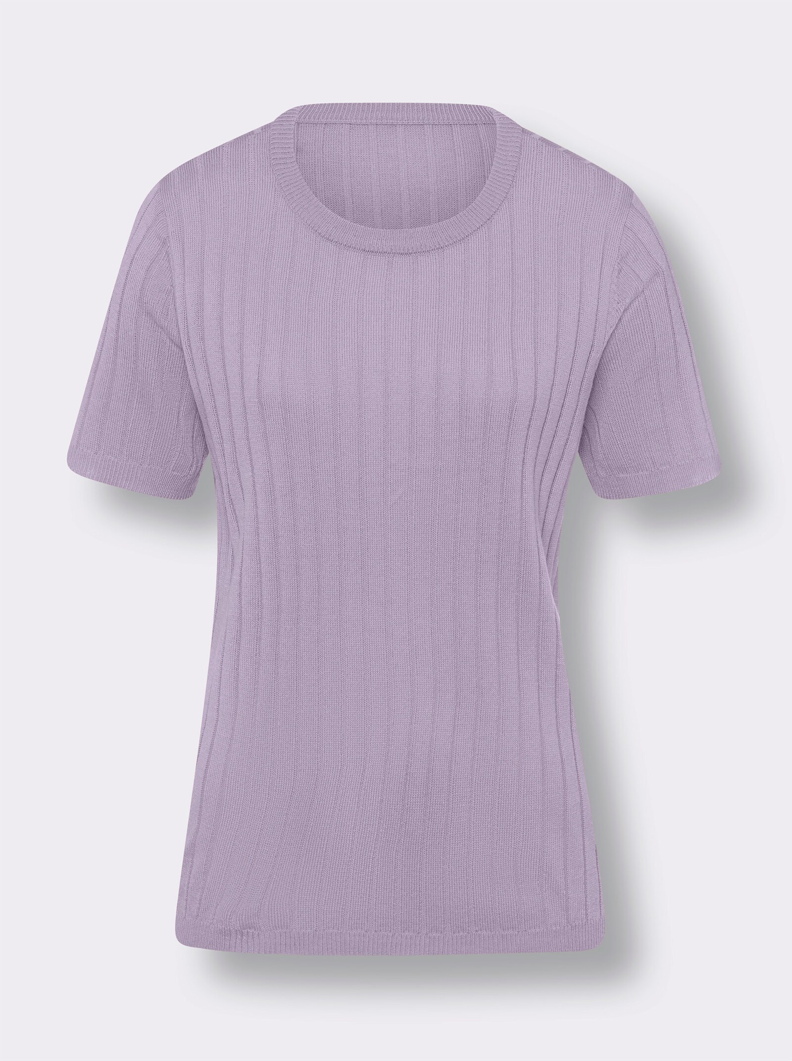 Pullover met korte mouwen en ribpatroon rondom - lila