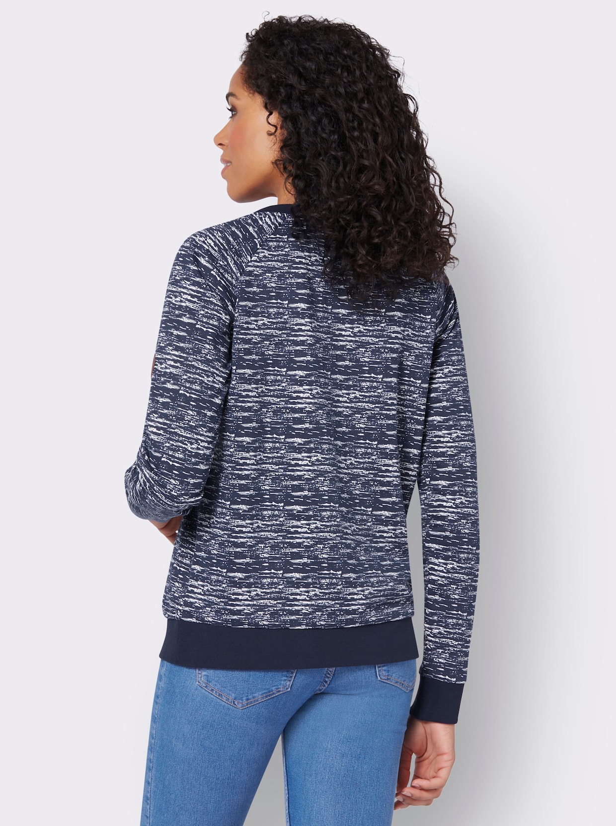 Sweatshirt - marine/ecru geprint