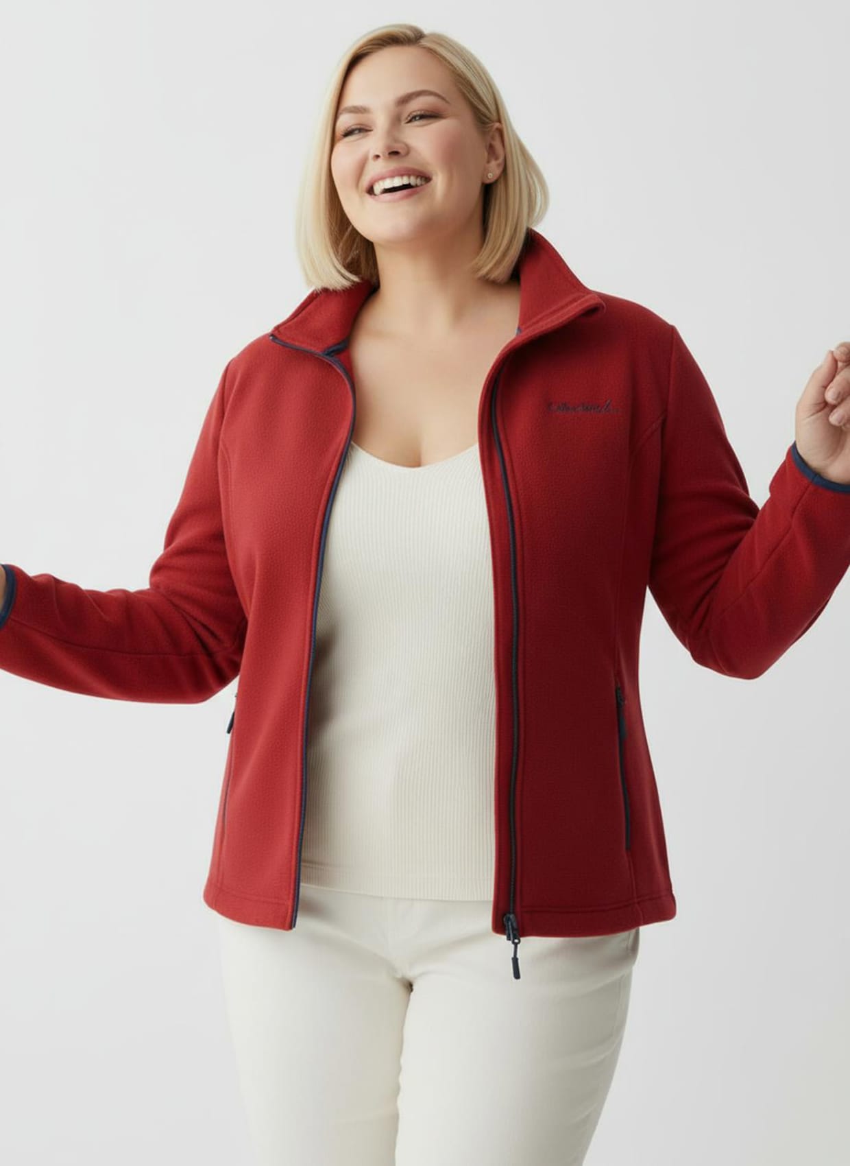 Fleecejacke mit Stickerei - rot