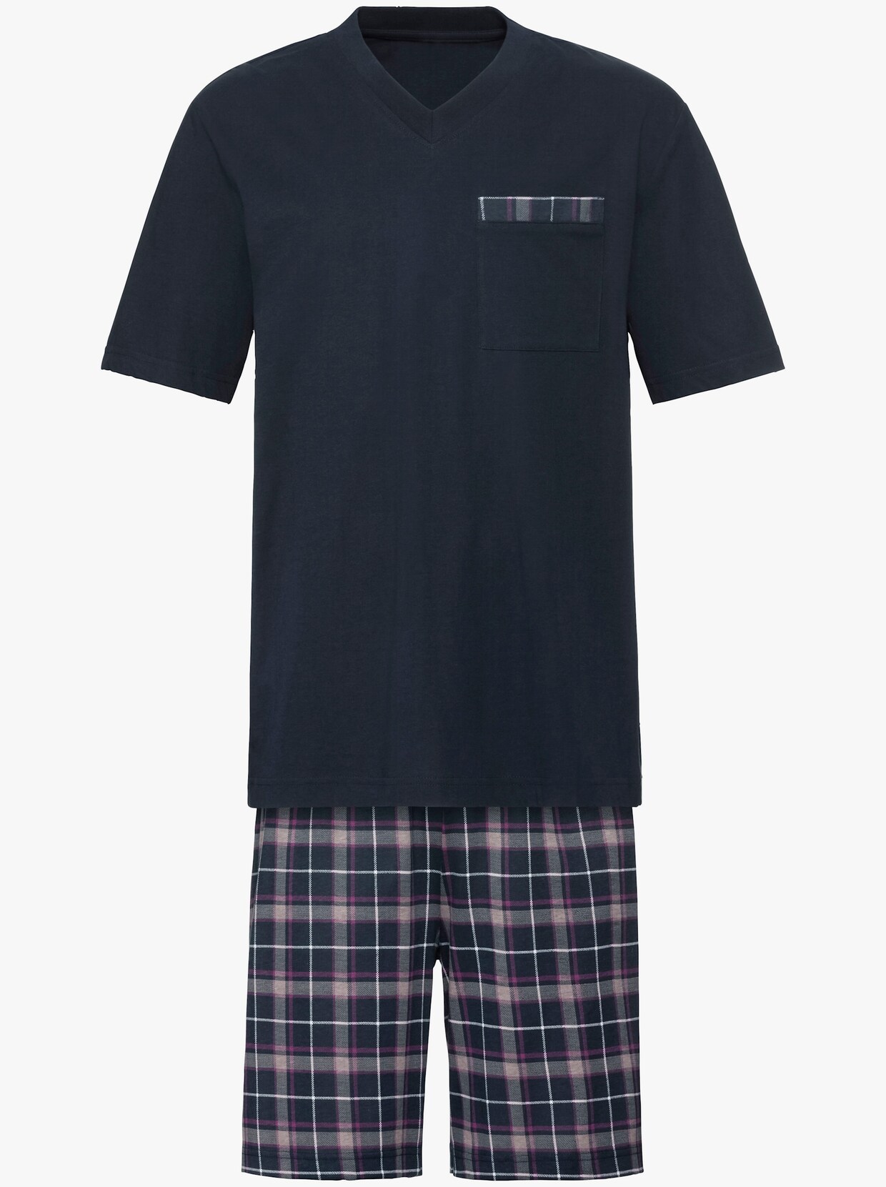 Kortärmad pyjamas - marin, tryckt