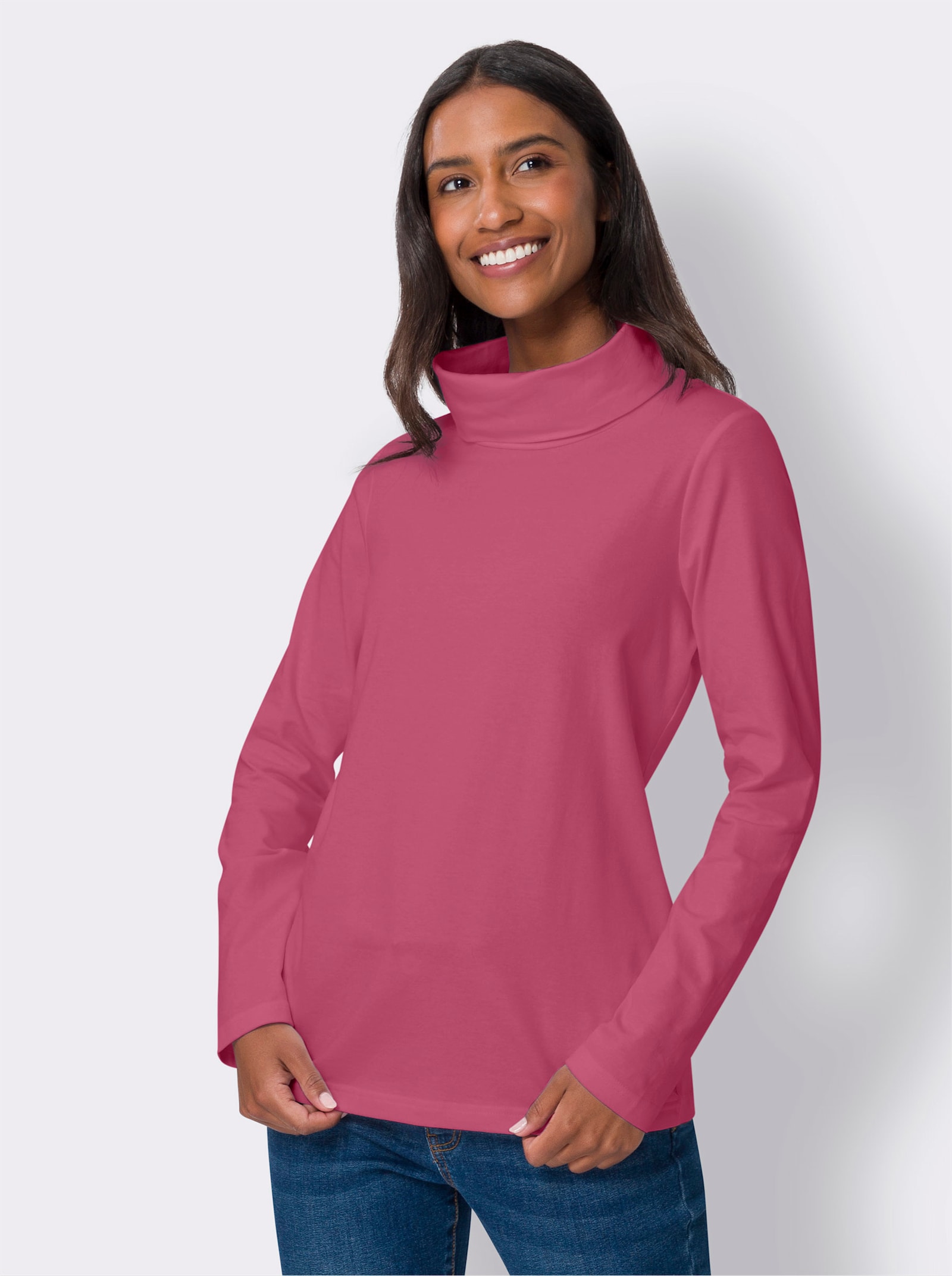 heine Langarmshirt mit halsfernem Rollkragen - erika