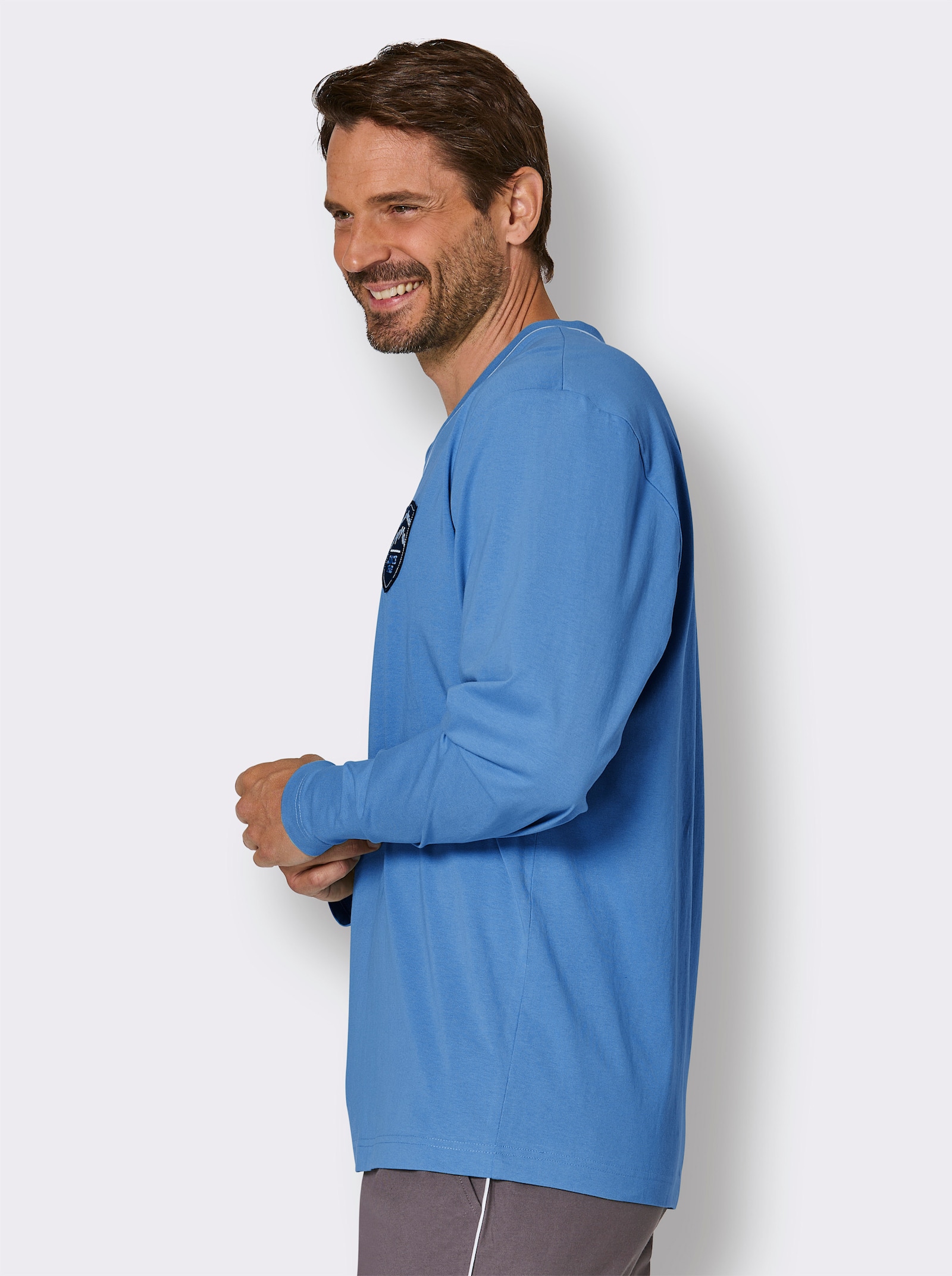 wäschepur men Schlafanzug-Shirt - mittelblau