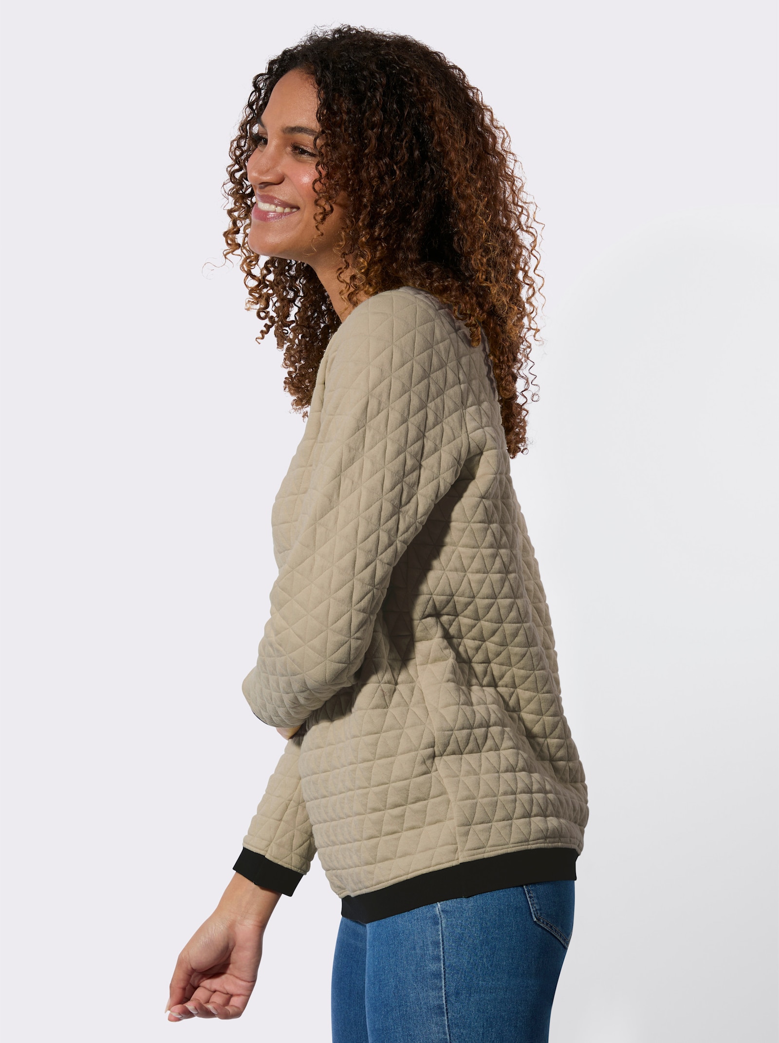 Rundhalsshirt im Jacquard-Muster - schlamm