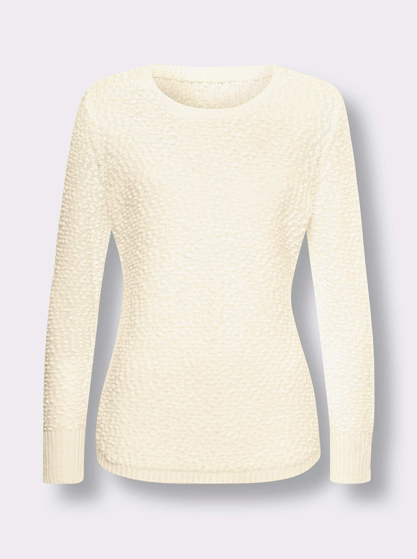 Rundhalspullover mit Effektgarn - ecru