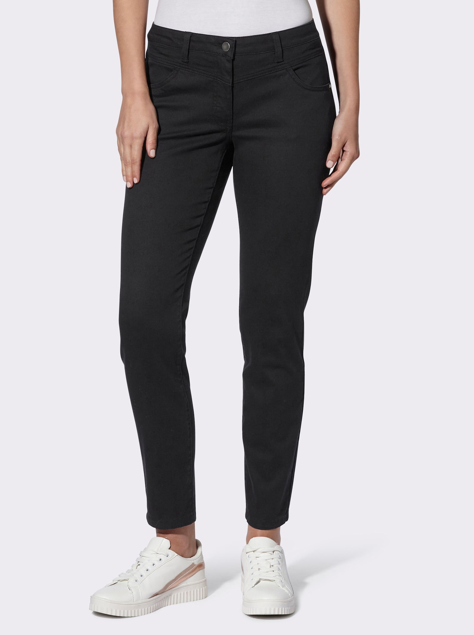 Stretch-Hose mit Passformsattel vorne und hinten - schwarz