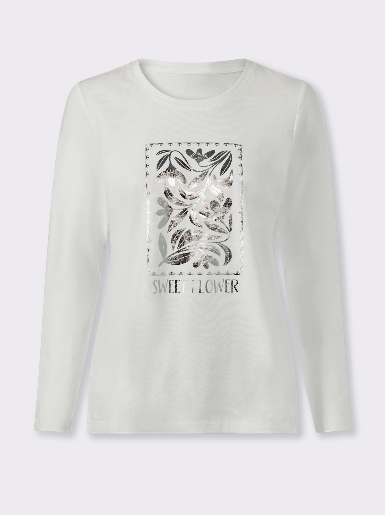 heine Langarmshirt mit Folienprint - ecru