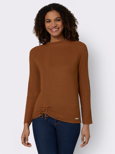 Langarm-Pullover - cognac