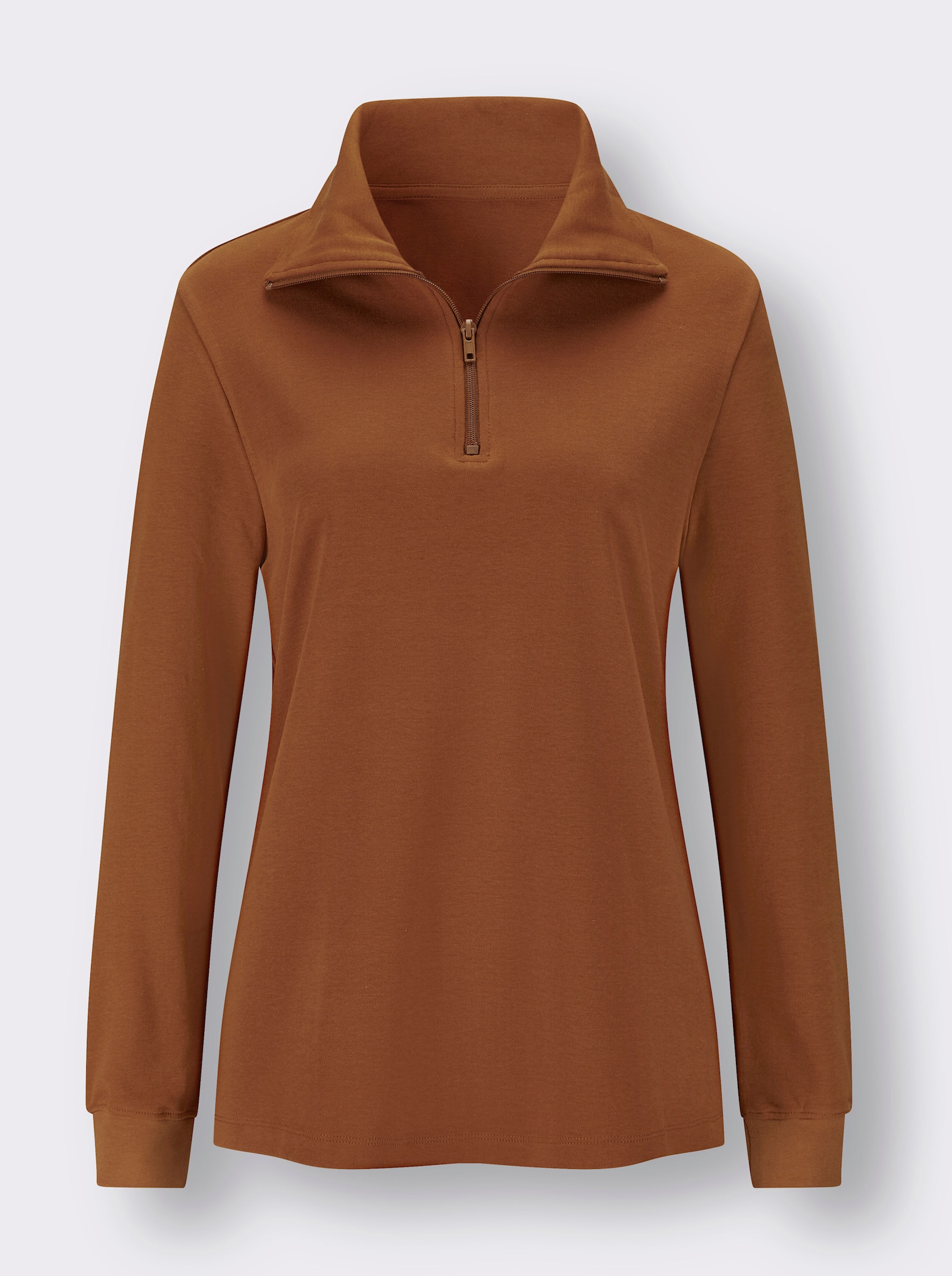 Sweatshirt mit Reissverschluss - cognac