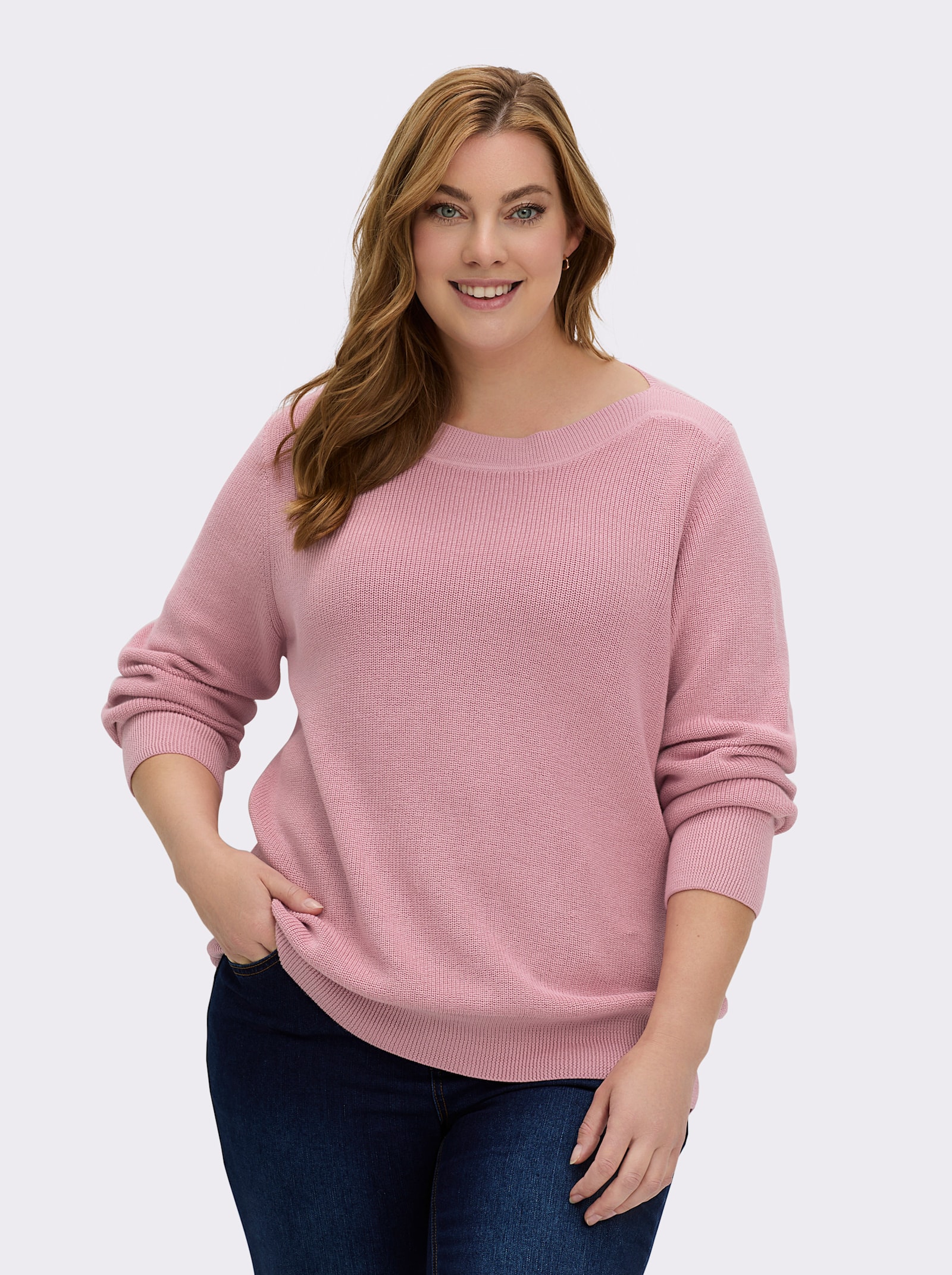 Strickpullover in Ripp-Optik - hortensie