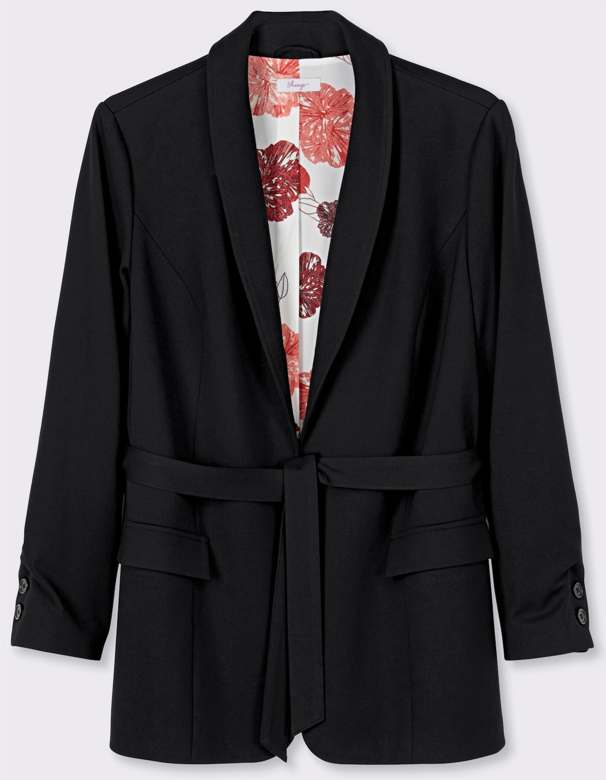 sheego Shirtblazer mit Bindegürtel - schwarz