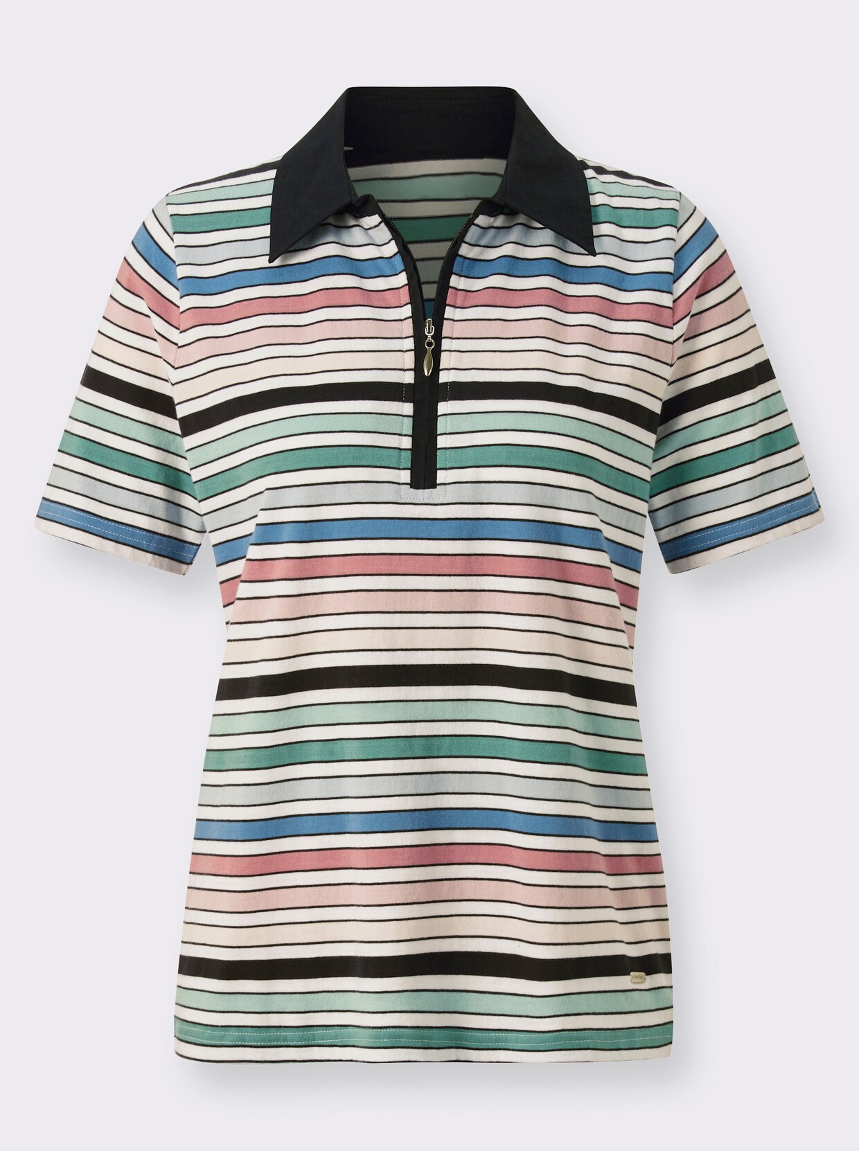 Poloshirt - roze/lichtblauw gestreept