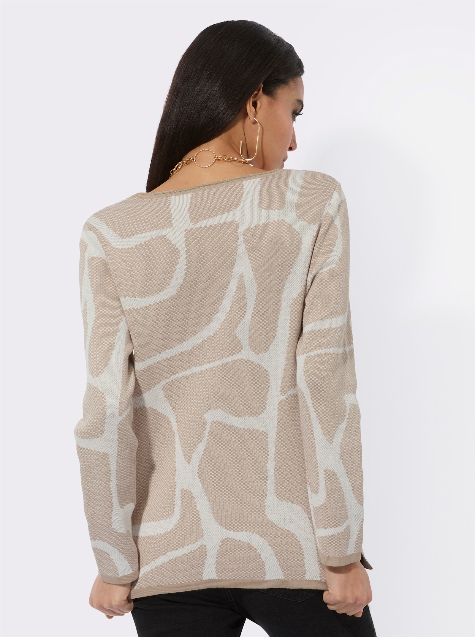 Jacquardpullover aus Pima-Baumwolle - beige-gemustert