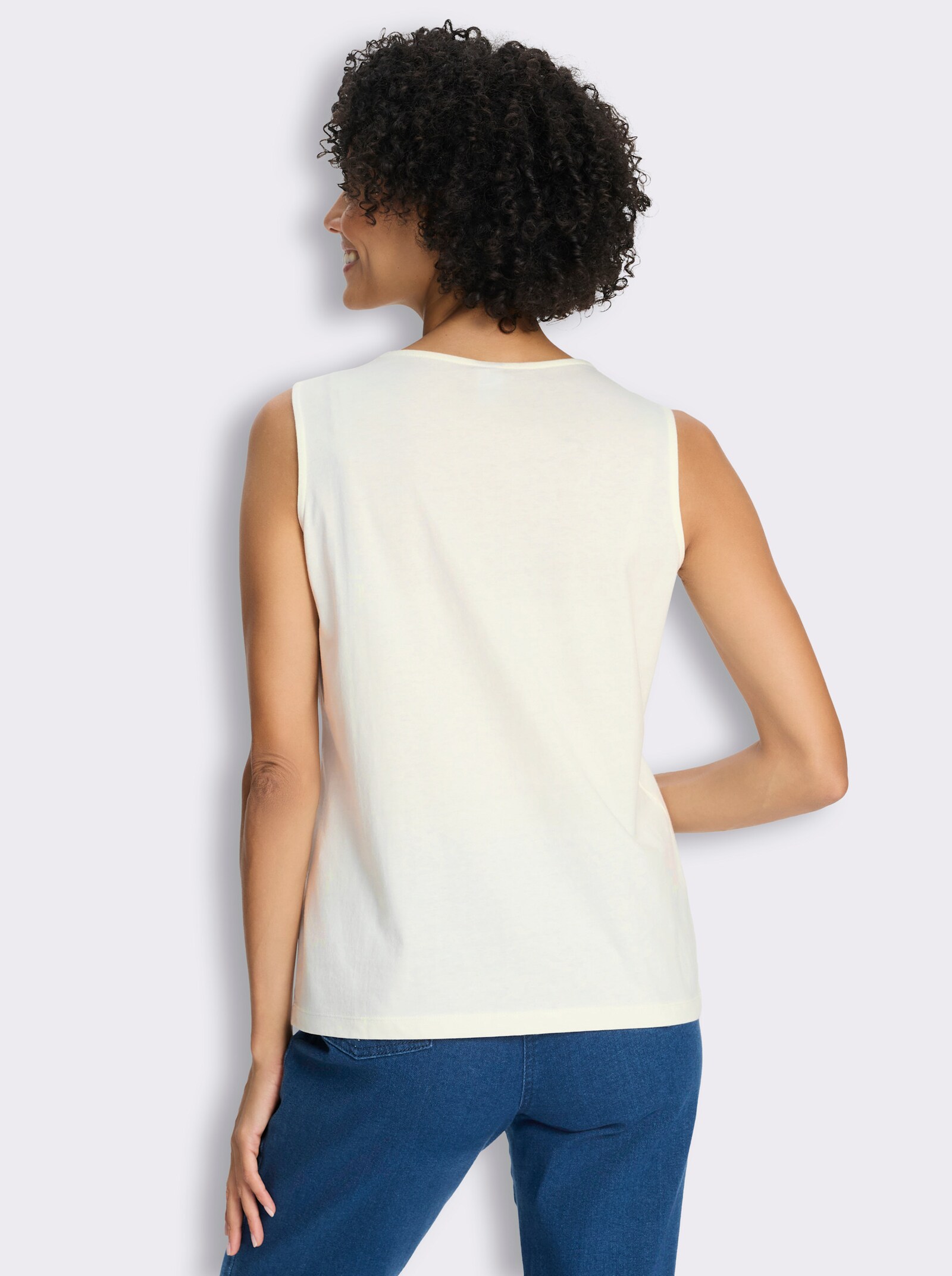 Shirttop mit imitierter Knopfleiste - ecru
