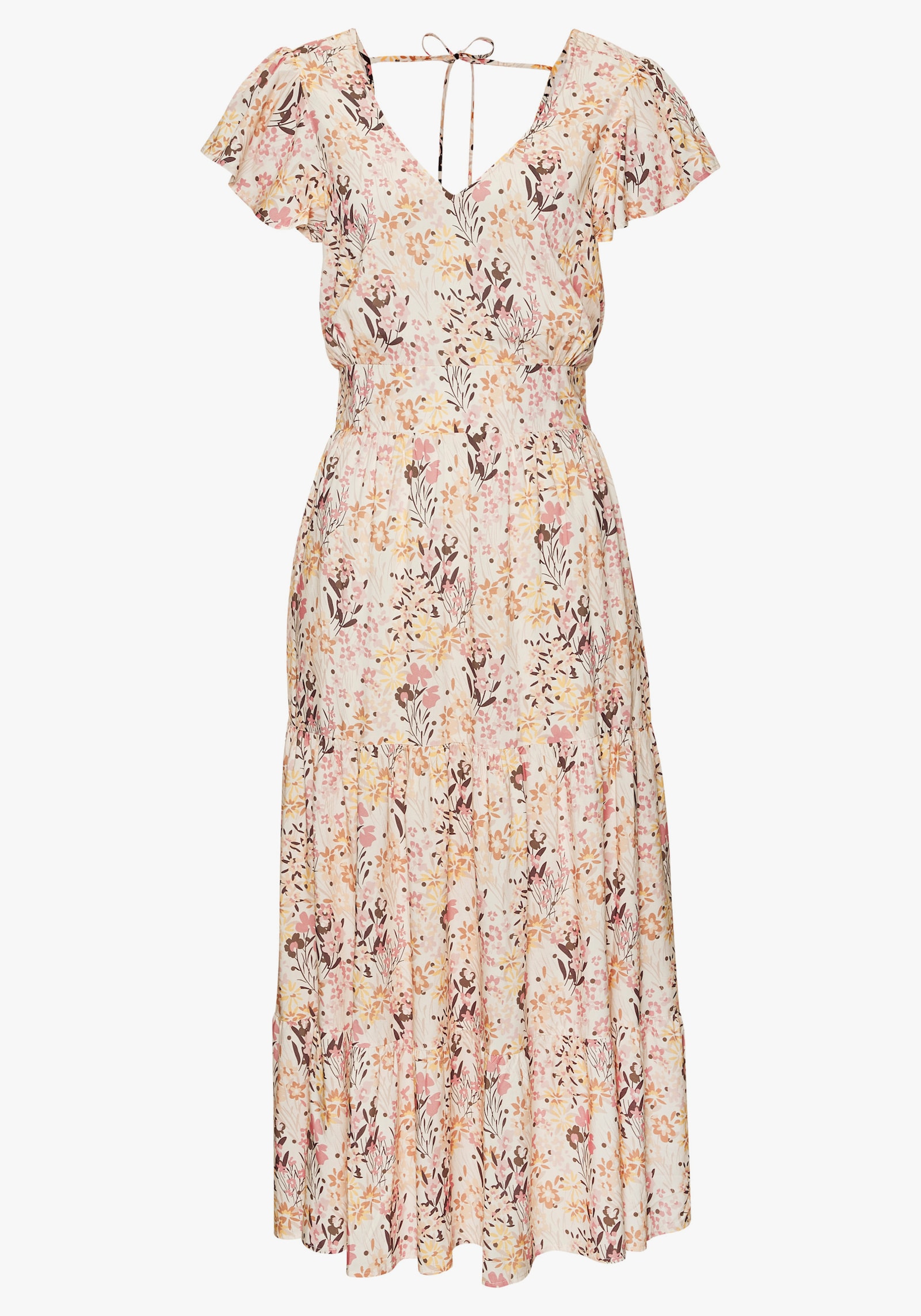 Vivance Midikleid - beige-braun-koralle bedruckt