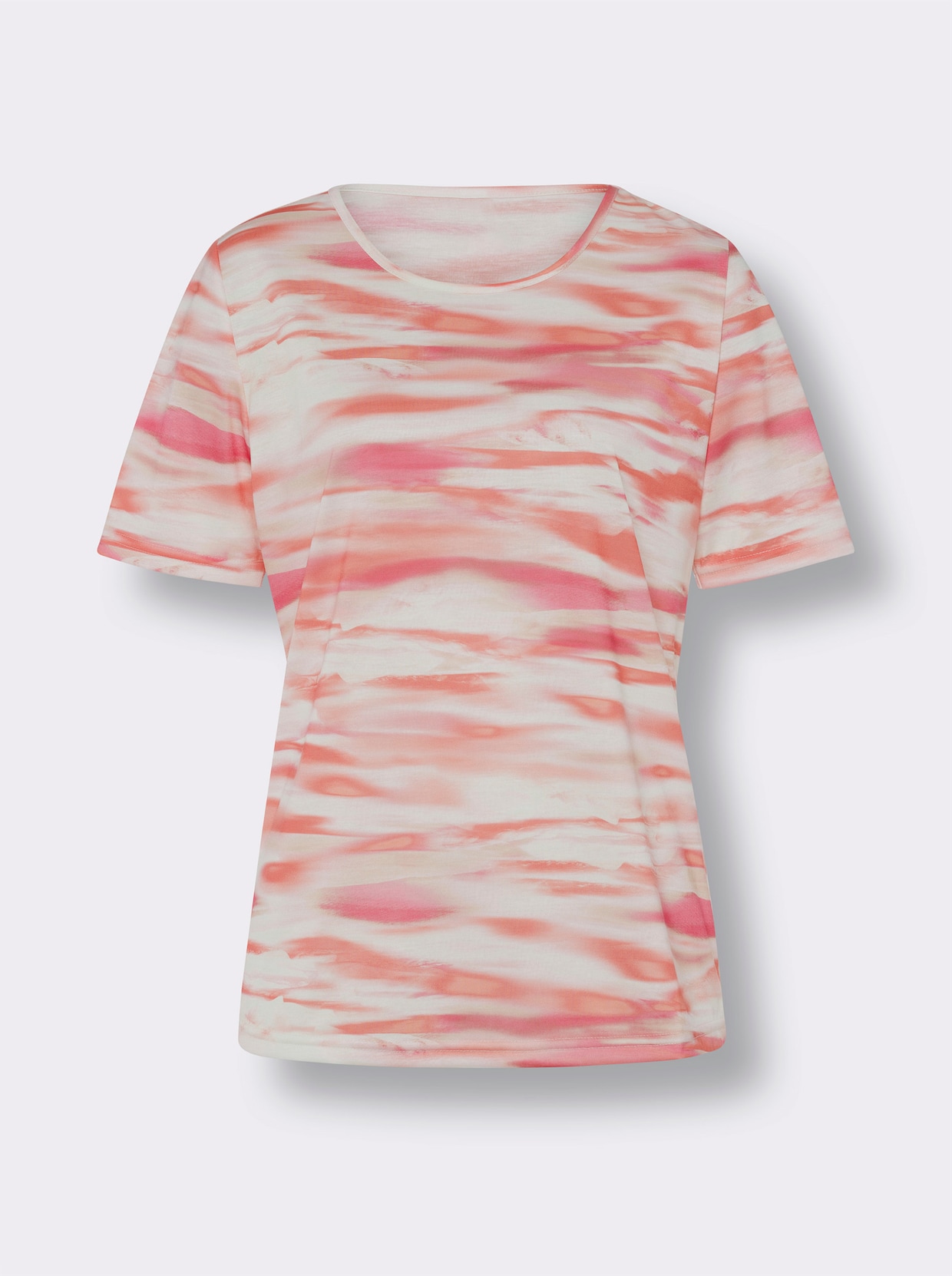 Kurzarmshirt - orange-pink-bedruckt