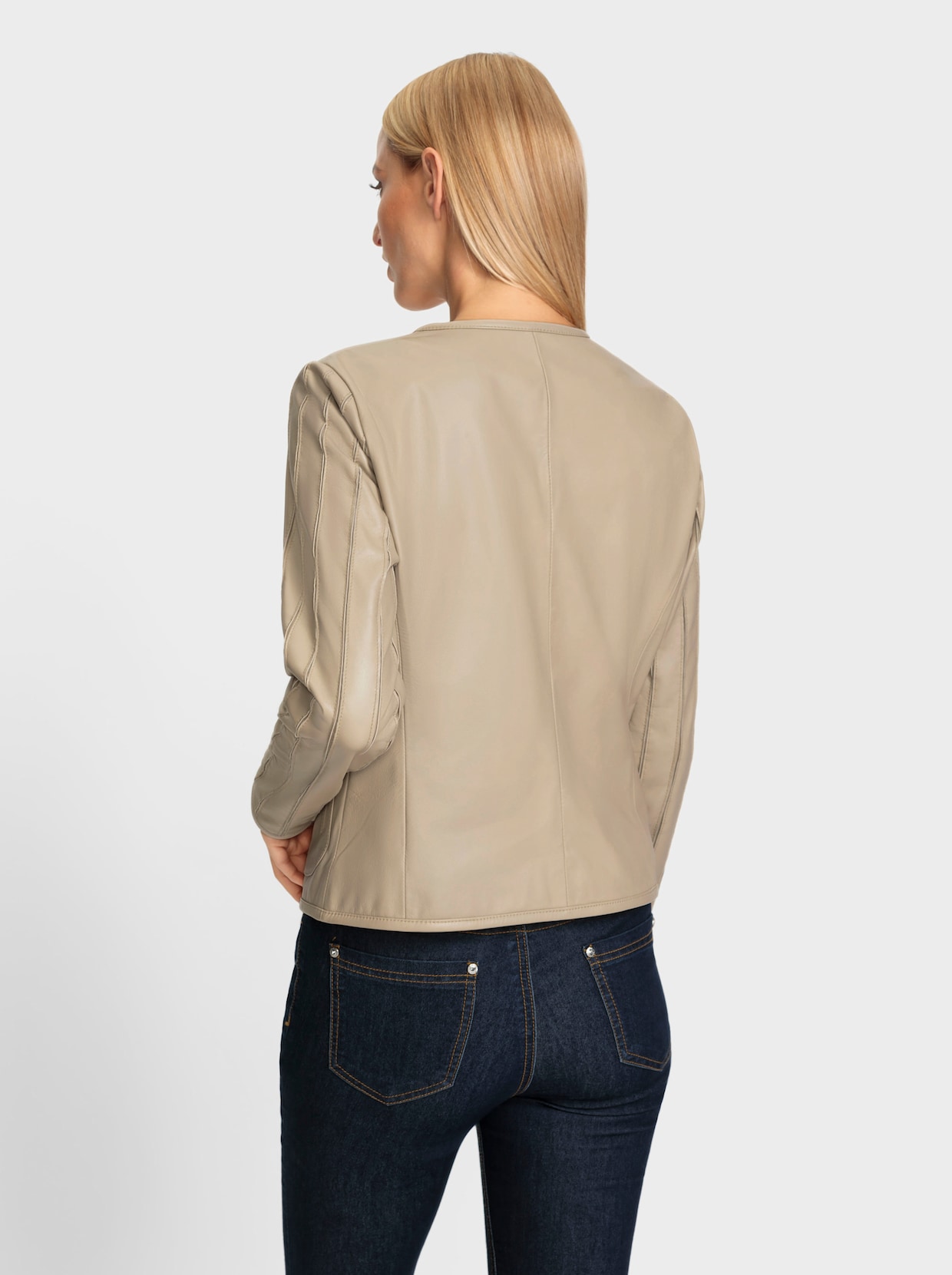 heine Leder-Jacke - sand